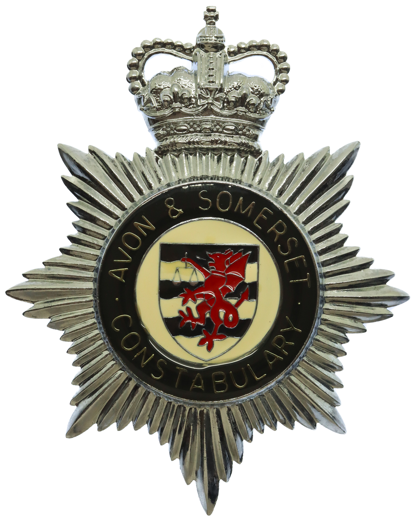 Avon & Somerset Constabulary Enamelled Helmet Plate - Queen's Crown