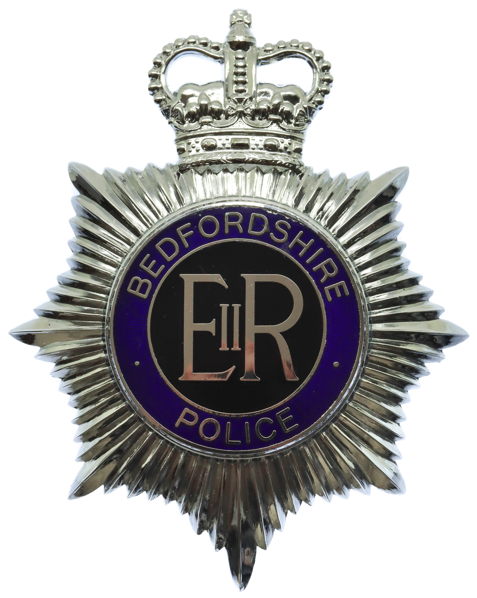 Bedfordshire Police Enamelled Helmet Plate - Queen's Crown