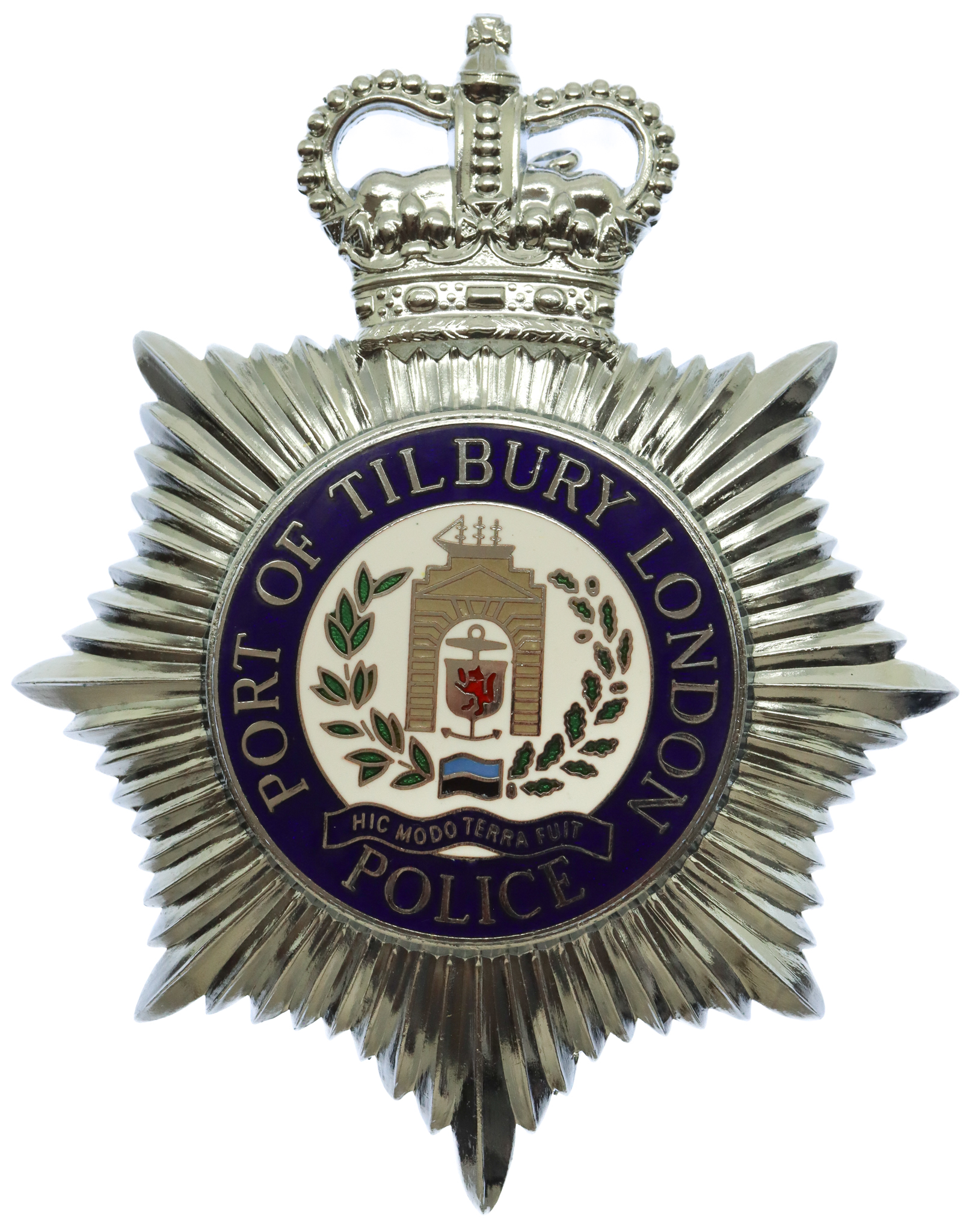 Port of Tilbury London Police Enamelled Helmet Plate - Queen's Crown 