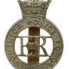 Dominica Police Force White Metal Cap Badge - Queen's Crown