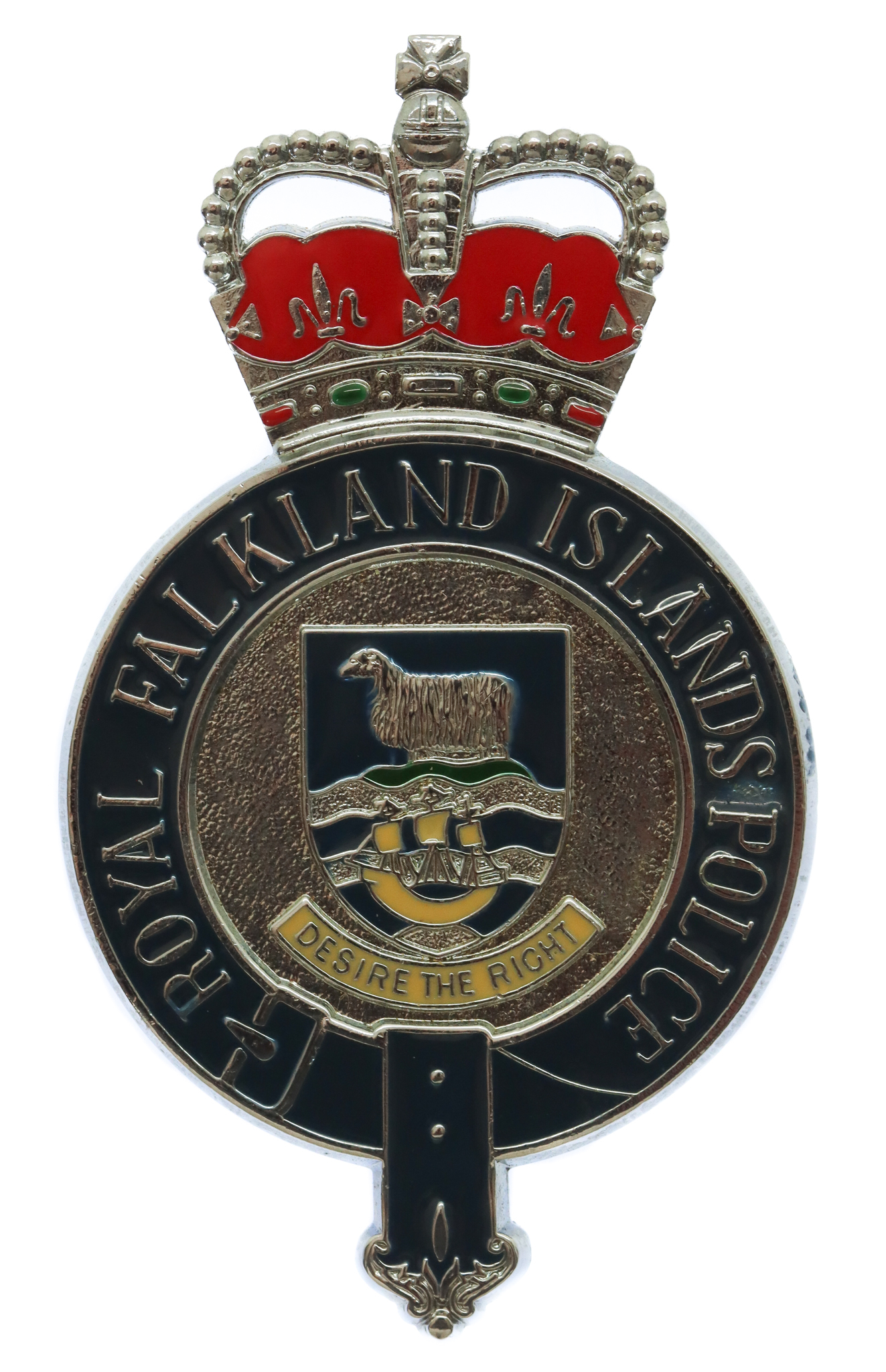 Royal Falkland Islands Police Enamelled Cap Badge - Queen's Crown