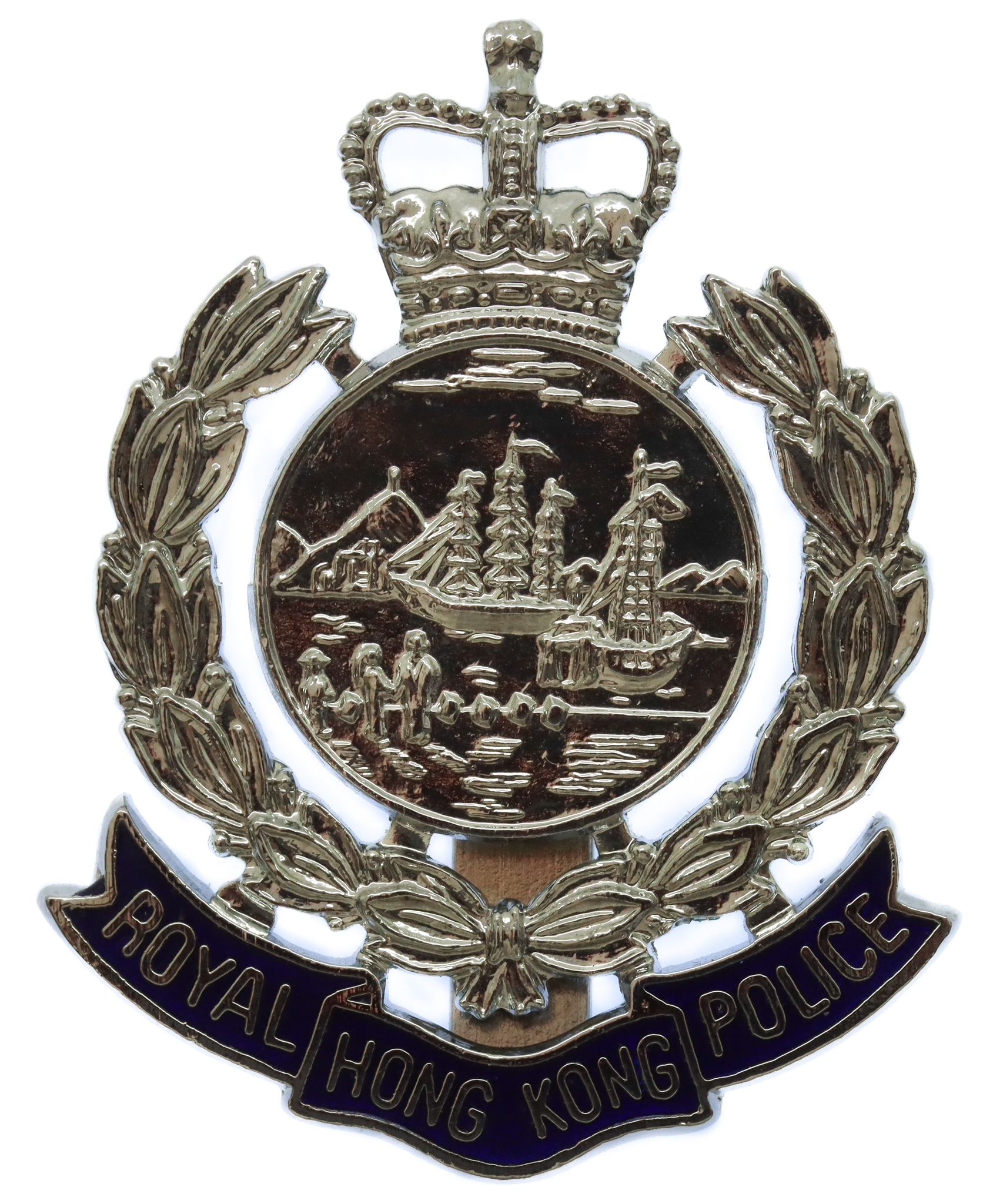 Royal Hong Kong Police Enamelled Cap Badge - Queen's Crown