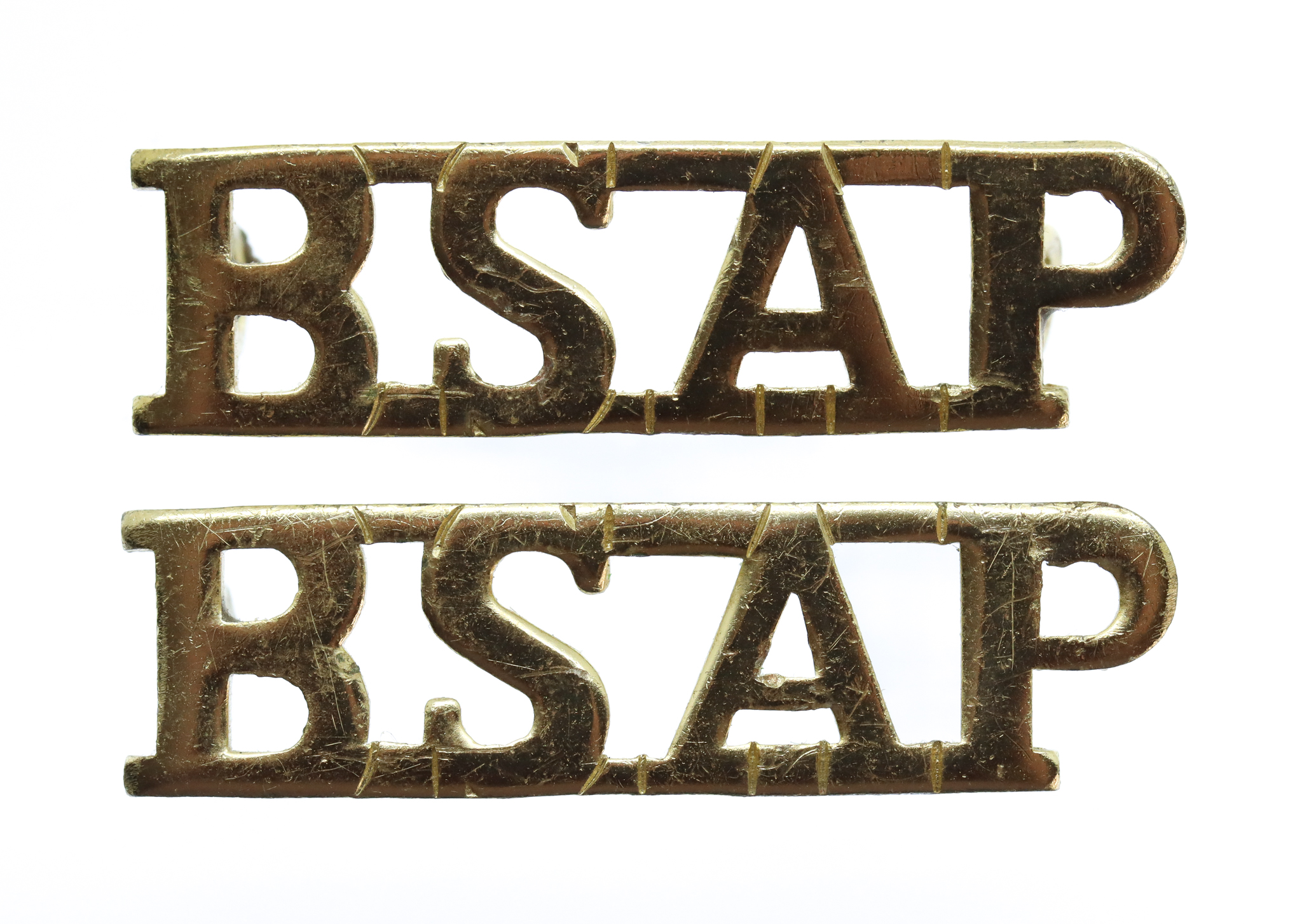 Pair of British South African Police (B.S.A.P.) Anodised (Staybrite) Shoulder Titles