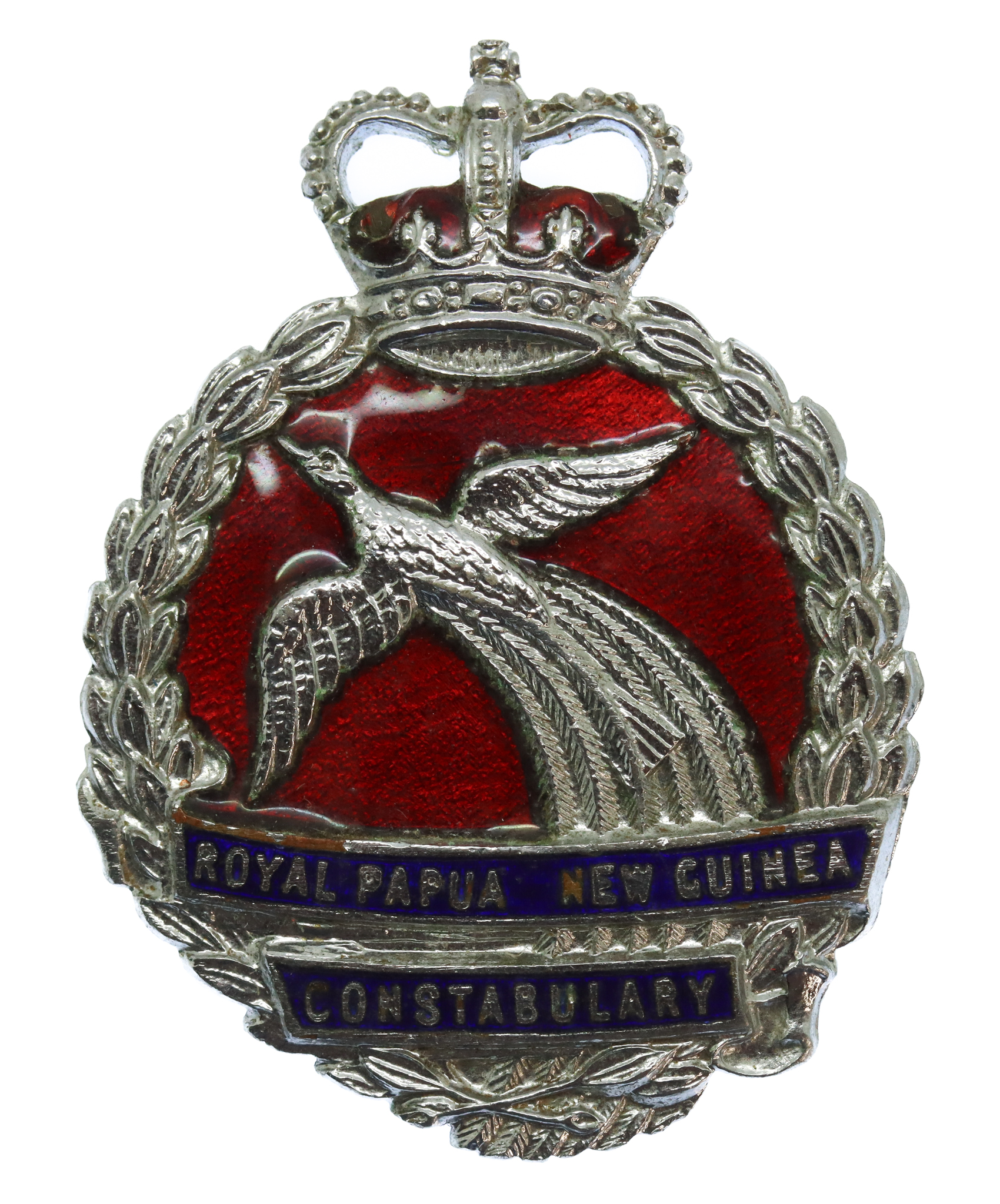 Royal Papua New Guinea Constabulary Enamelled Cap Badge - Queen's Crown