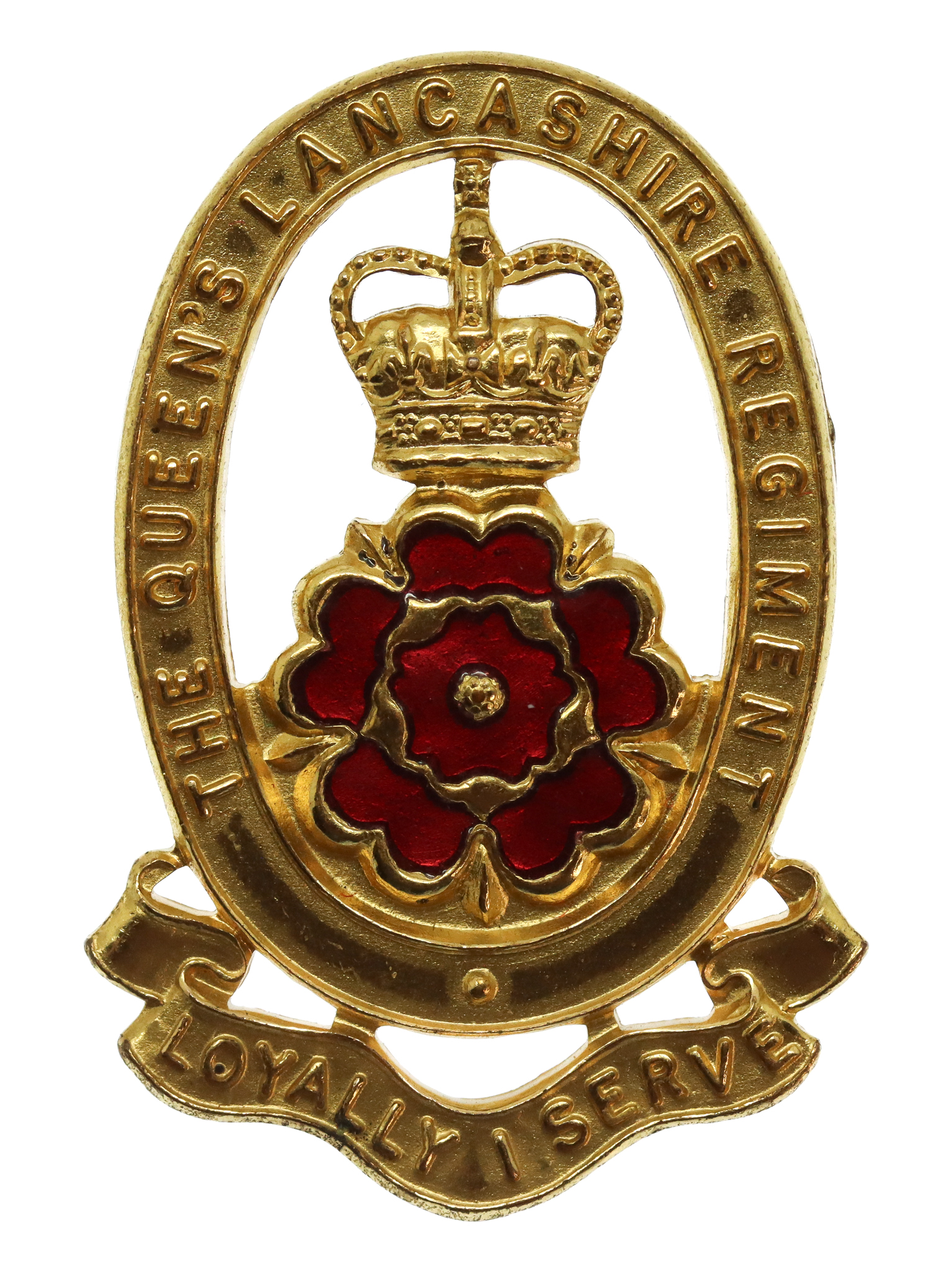 Queen's Lancashire Regiment Enamelled Cap Badge 