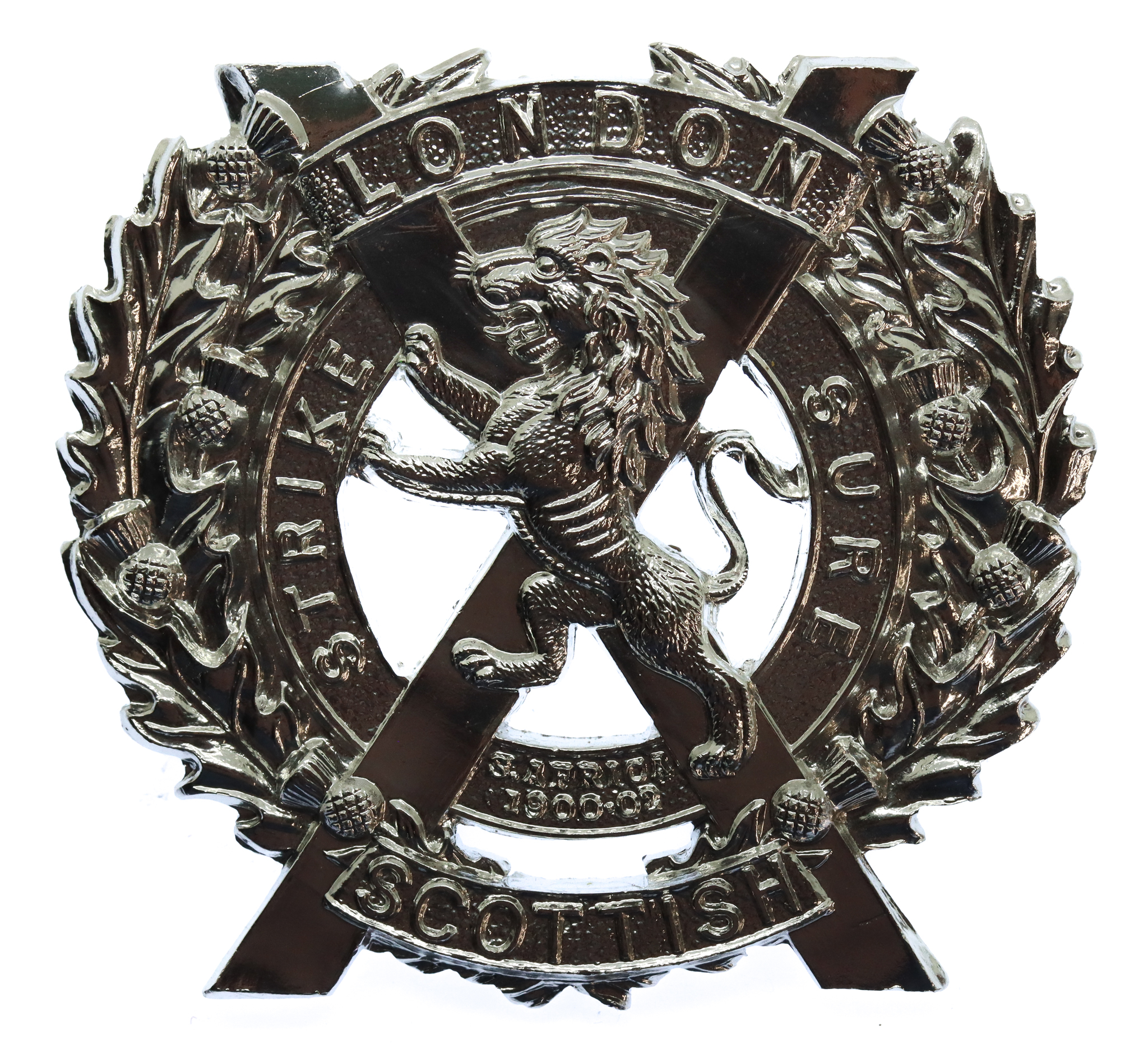 London Scottish Anodised (Staybrite) Cap Badge
