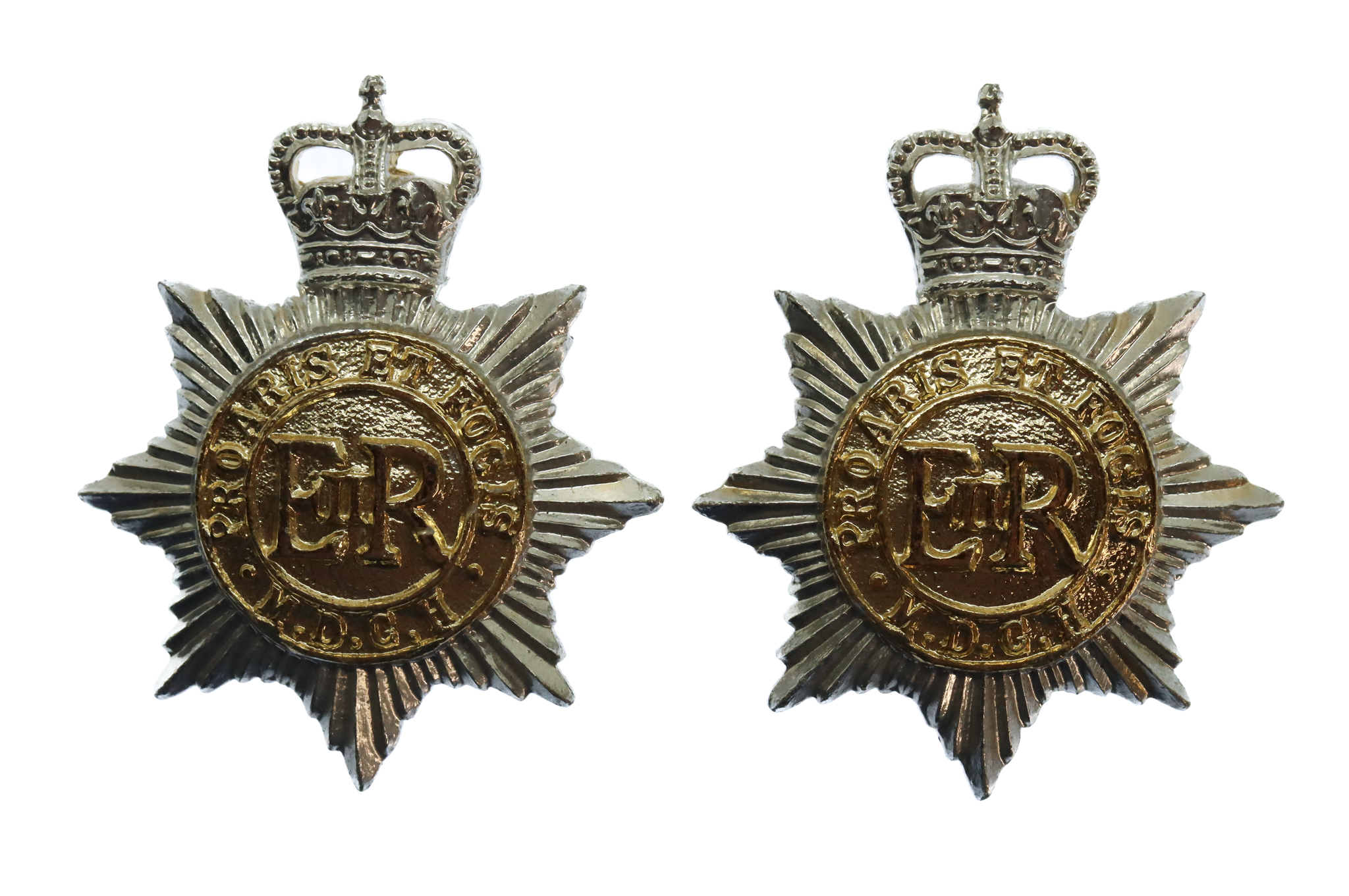 Pair of 47th (Middlesex Yeomanry) Signal Squadron Anodised (Staybrite) Collar Badges