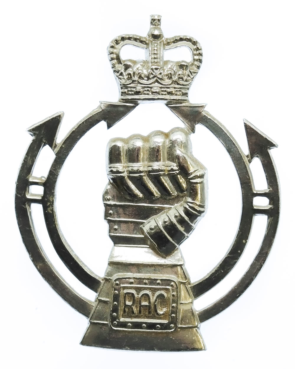 Royal Armoured Corps (R.A.C.) Anodised (Staybrite) Cap Badge