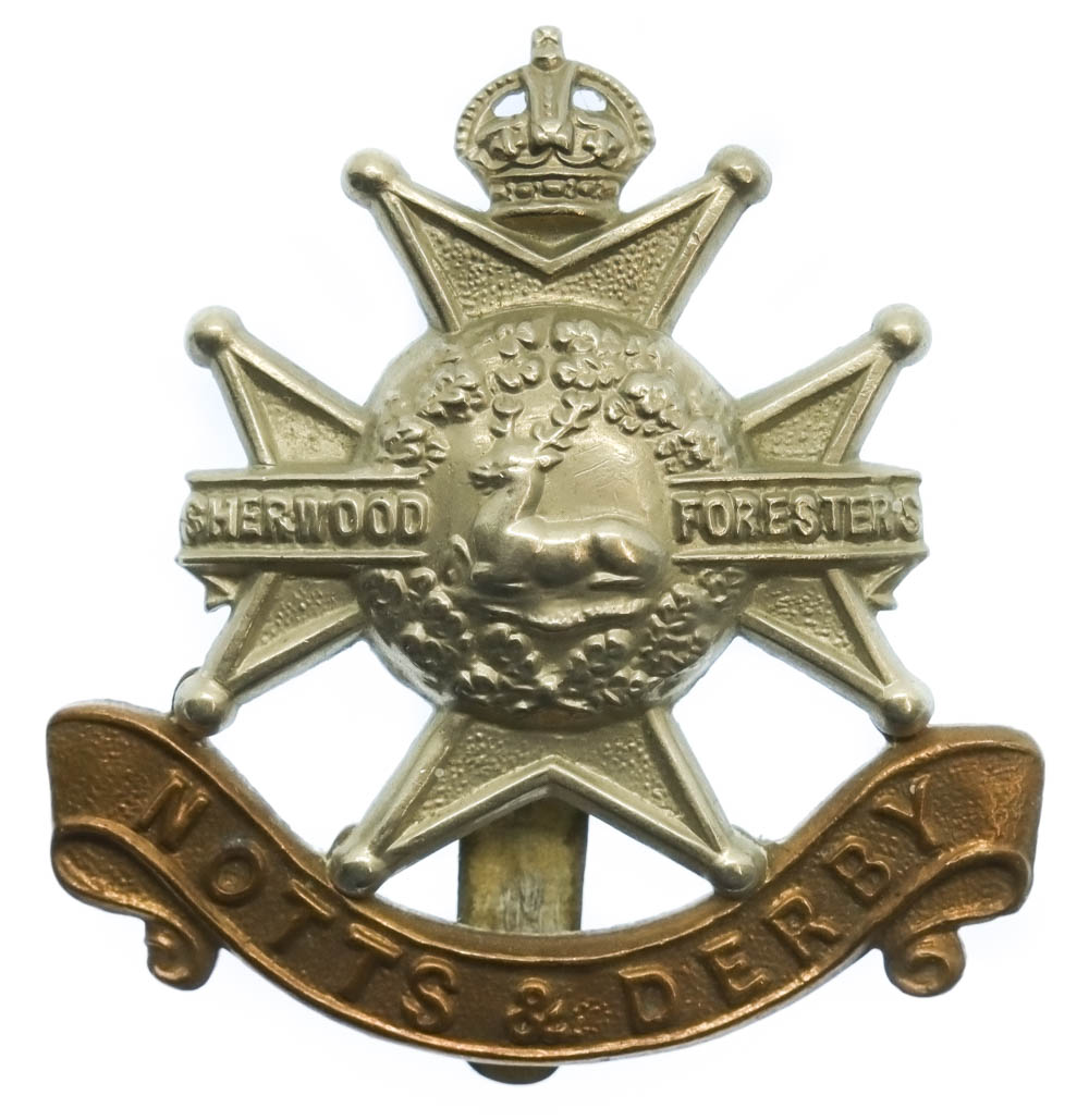 Notts & Derby Regiment (Sherwood Foresters) Cap Badge - King's Crown