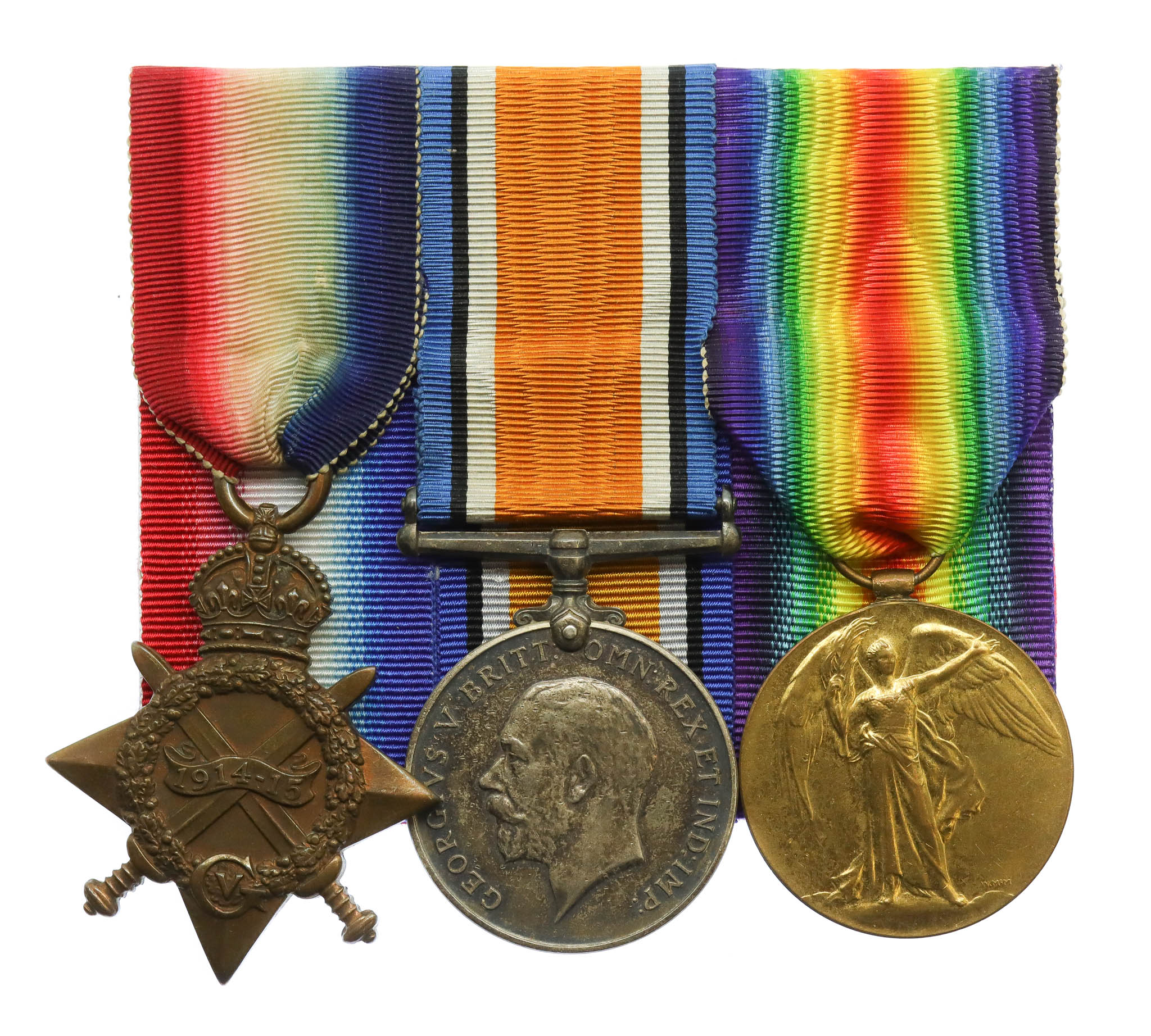 WW1 1914-15 Star Medal Trio - Pte. W.J. Dickson, Bedfordshire Regiment - Twice Wounded