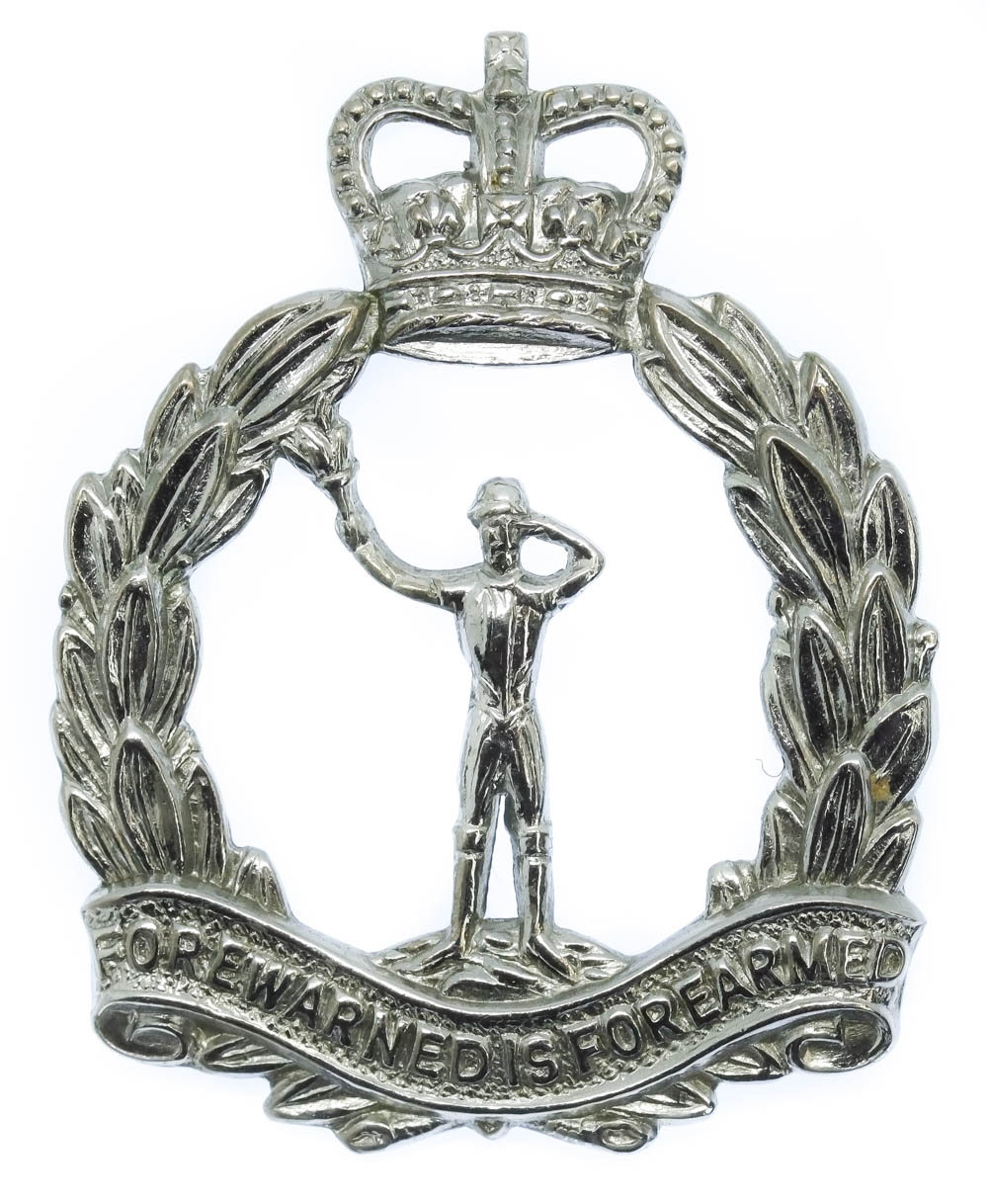 Royal Observer Corps Chrome Cap Badge - Queen' Crown