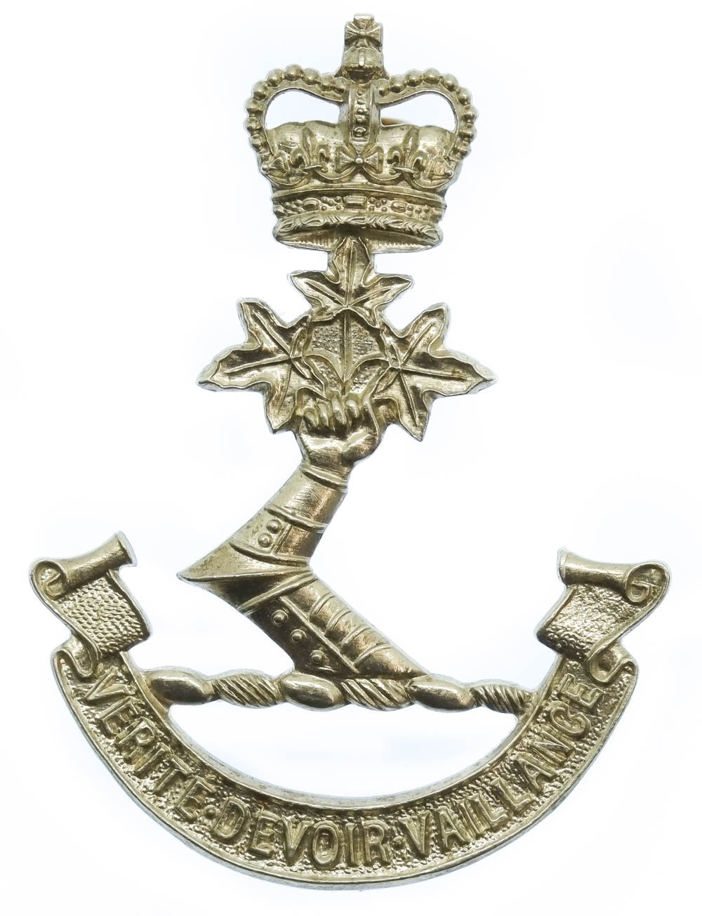 Royal Military College Canada (Verite Devoir Vaillence) Cap Badge - Queen's Crown
