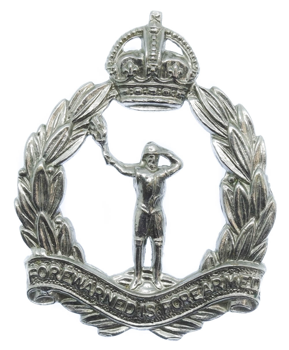 Royal Observer Corps Chrome Cap Badge - King's Crown