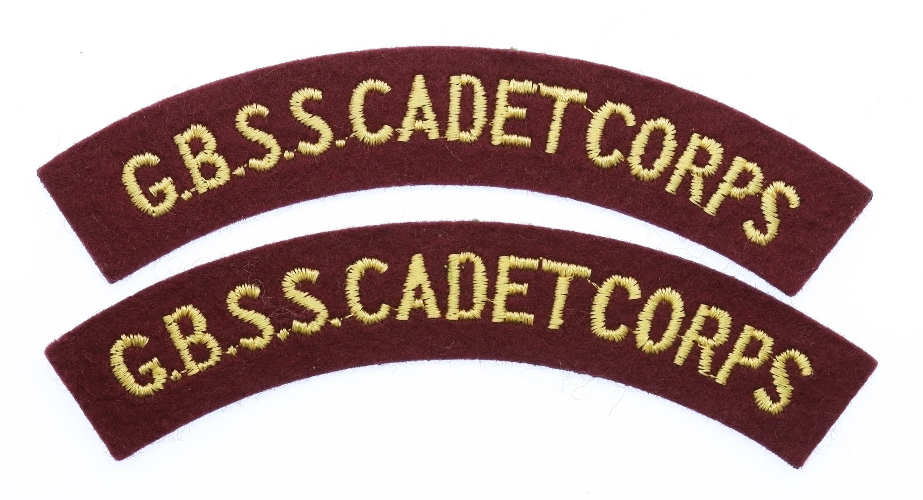 Pair of Grenada Boys Secondary School Cadet Corps (G.B.S.S. CADET CORPS) Cloth Shoulder Titles
