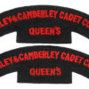 Pair of Frimley & Camberley Cadet Corps Queen's Cloth Shoulder Titles