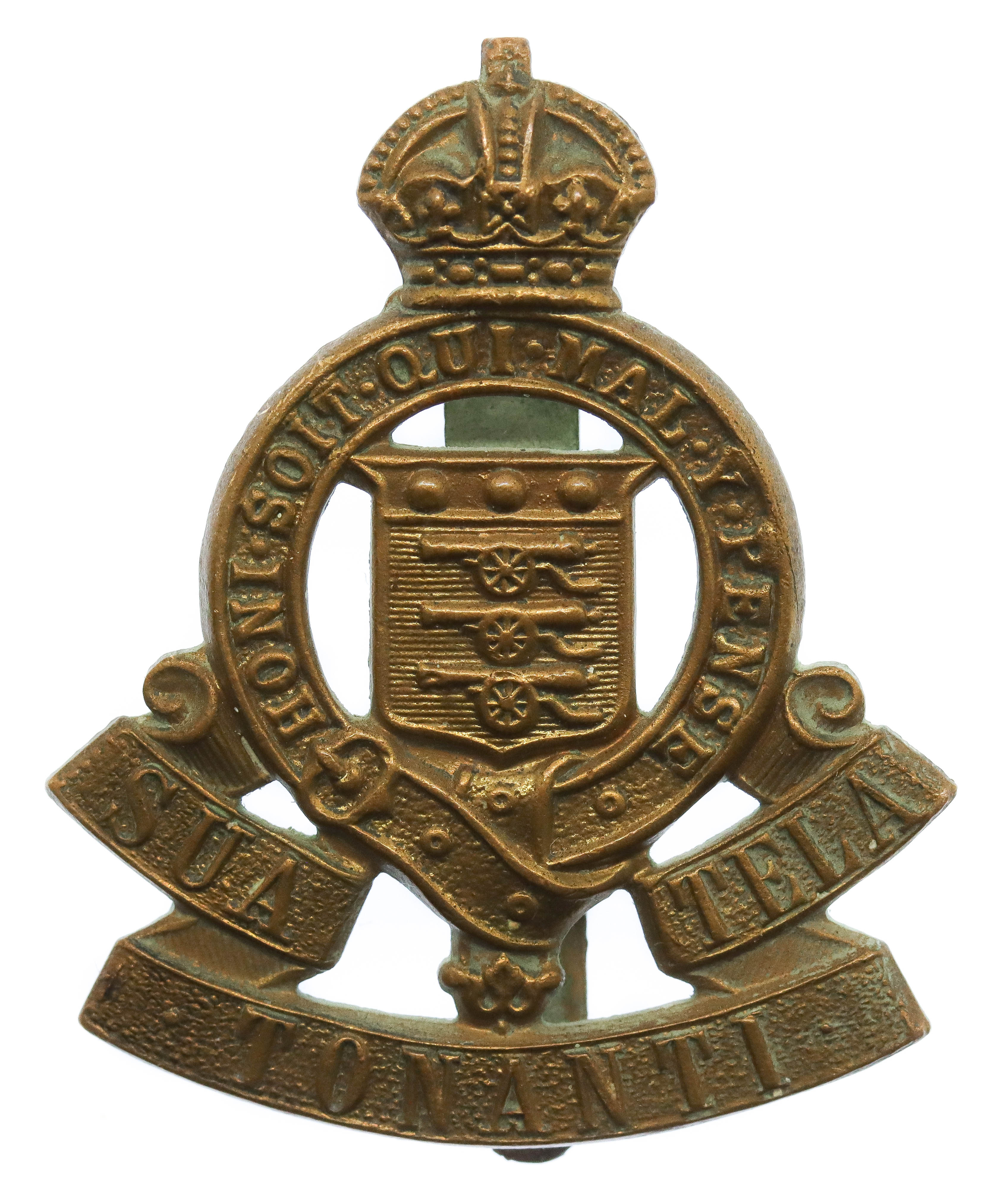 Royal Army Ordnance Corps (R.A.O.C.) 'Sua Tela Tonanti' Cap Badge - King's Crown