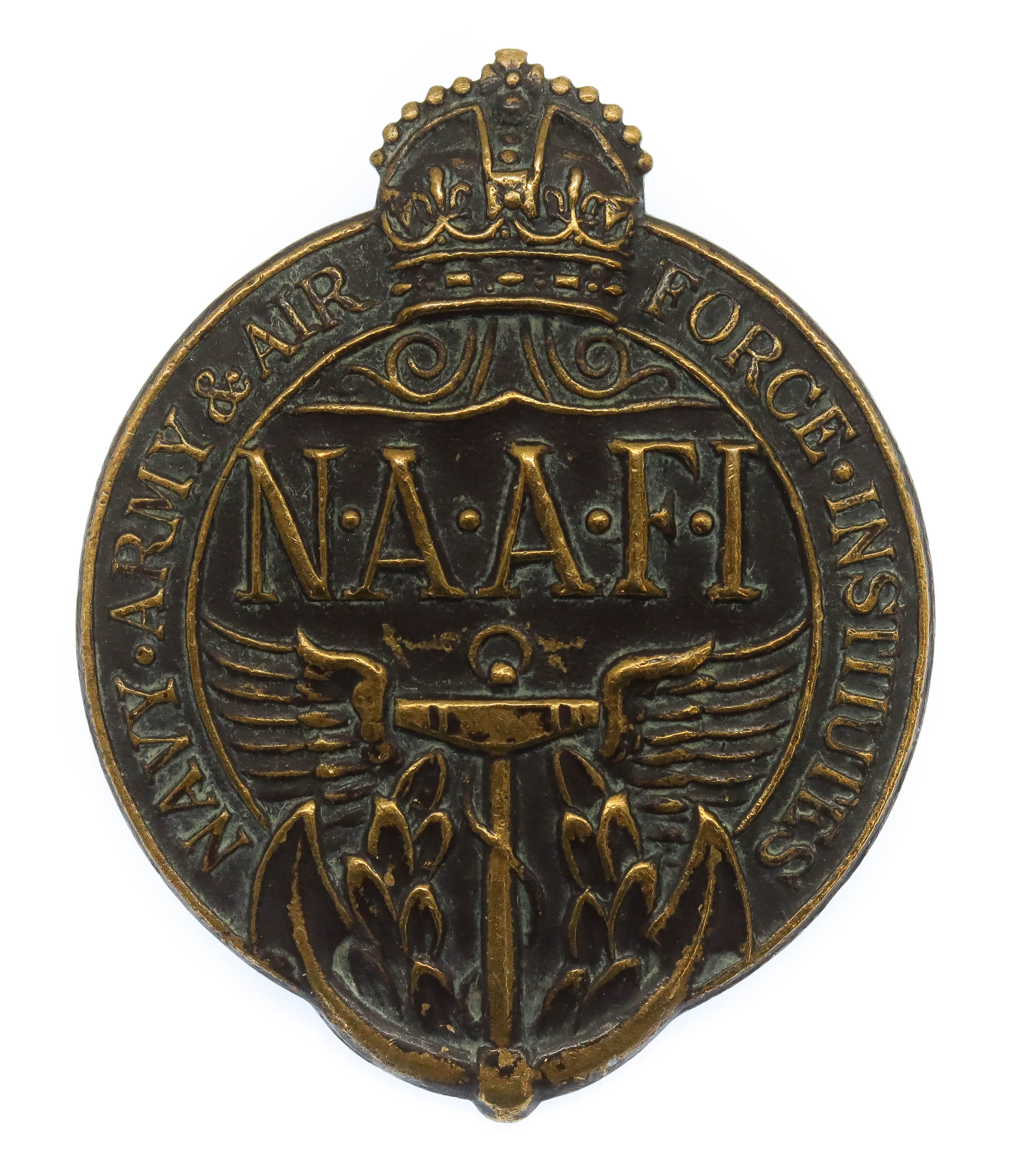 WW2 Navy Army & Air Force Institutes (N.A.A.F.I.) Non Voided Cap Badge