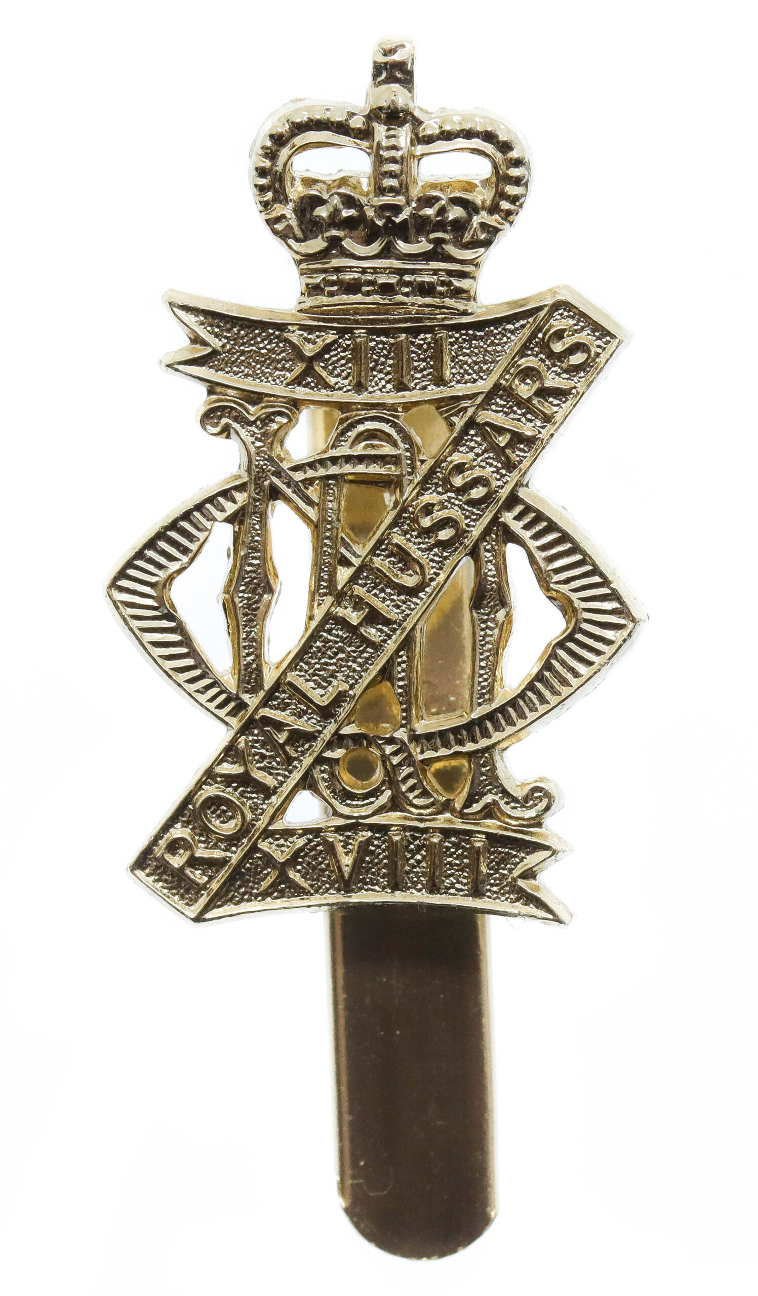 13th/18th Royal Hussars Anodised (Staybrite) Cap Badge