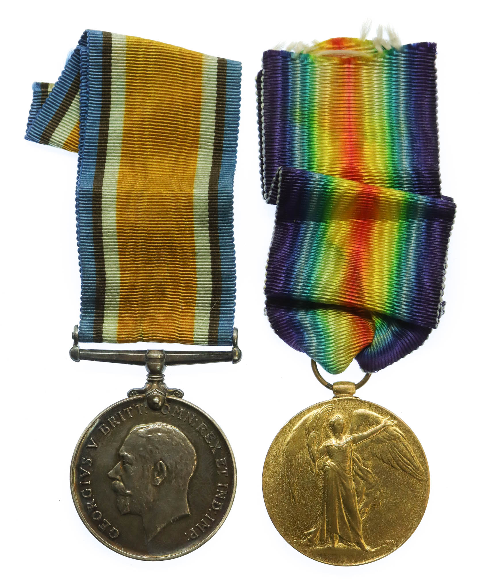 WW1 British War & Victory Medal Pair - Pte. S.J. Winship, 18th (1st Tyneside Pioneers) Pals Bn. Northumberland Fusiliers - Wounded