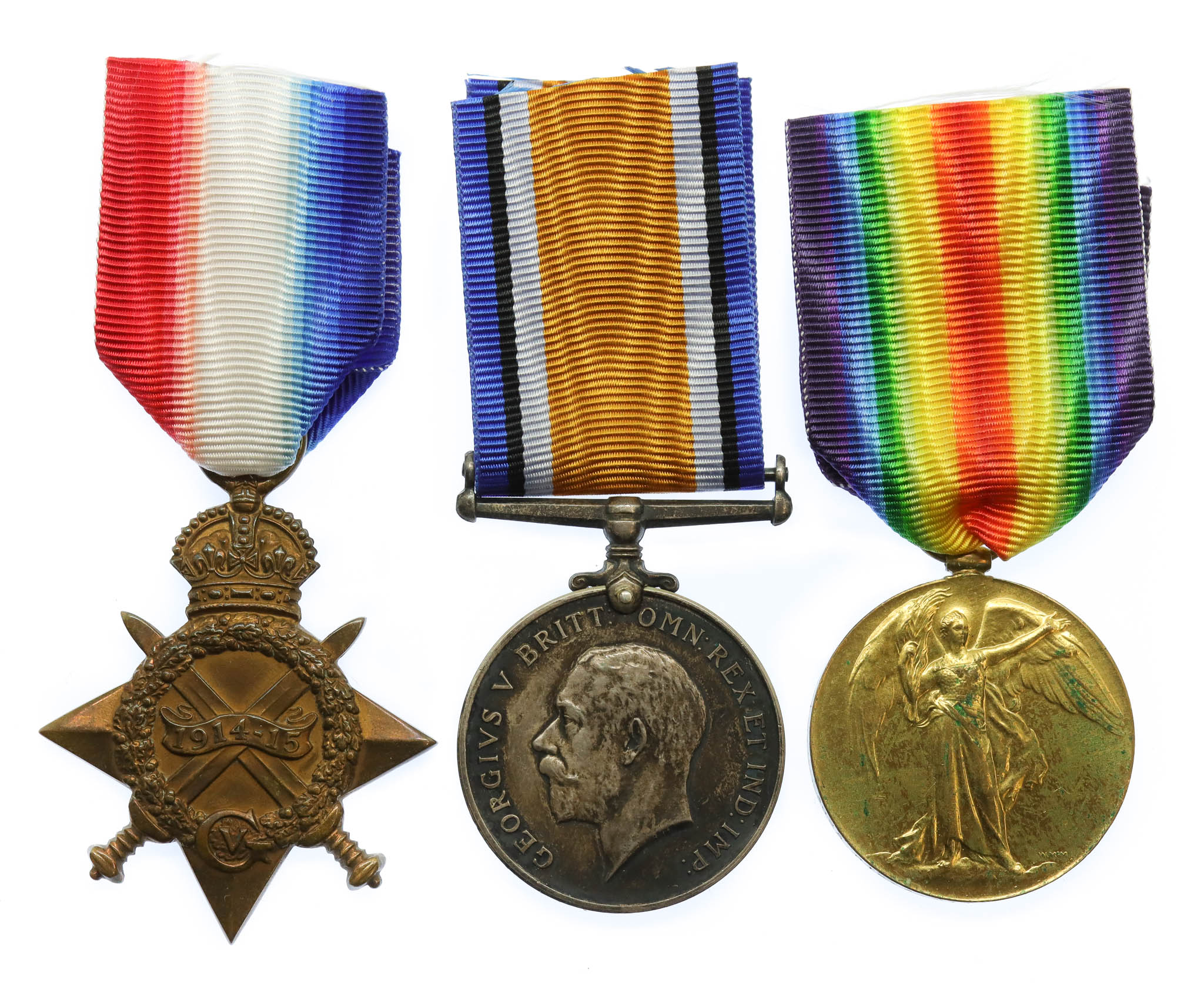 WW1 1914-15 Star Medal Trio - Pte. A. Mitchell, Argyll & Sutherland Highlanders - Wounded