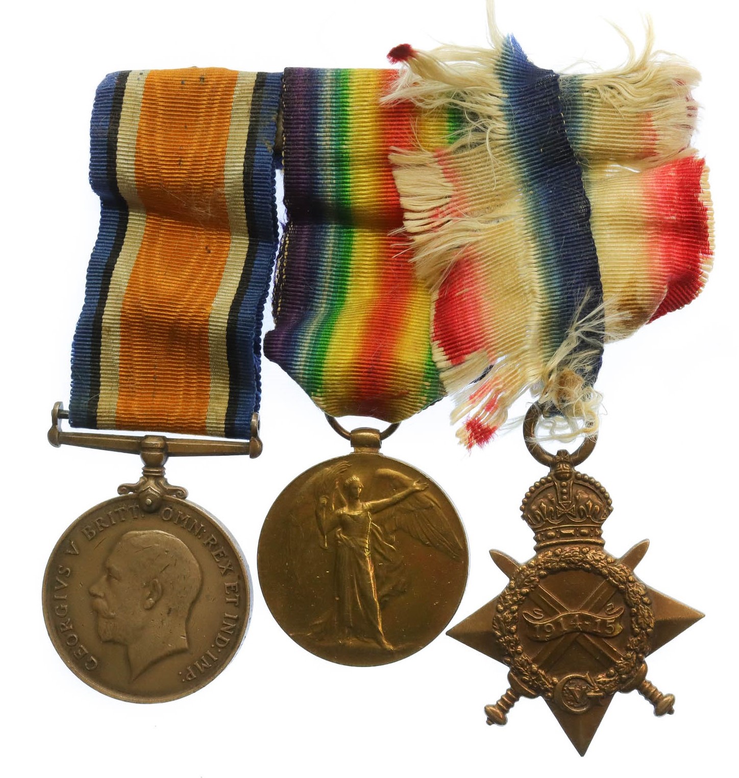WW1 1914-15 Star Medal Trio - Pte. W. Gilbert, Notts & Derby Regiment (Sherwood Foresters) - Wounded