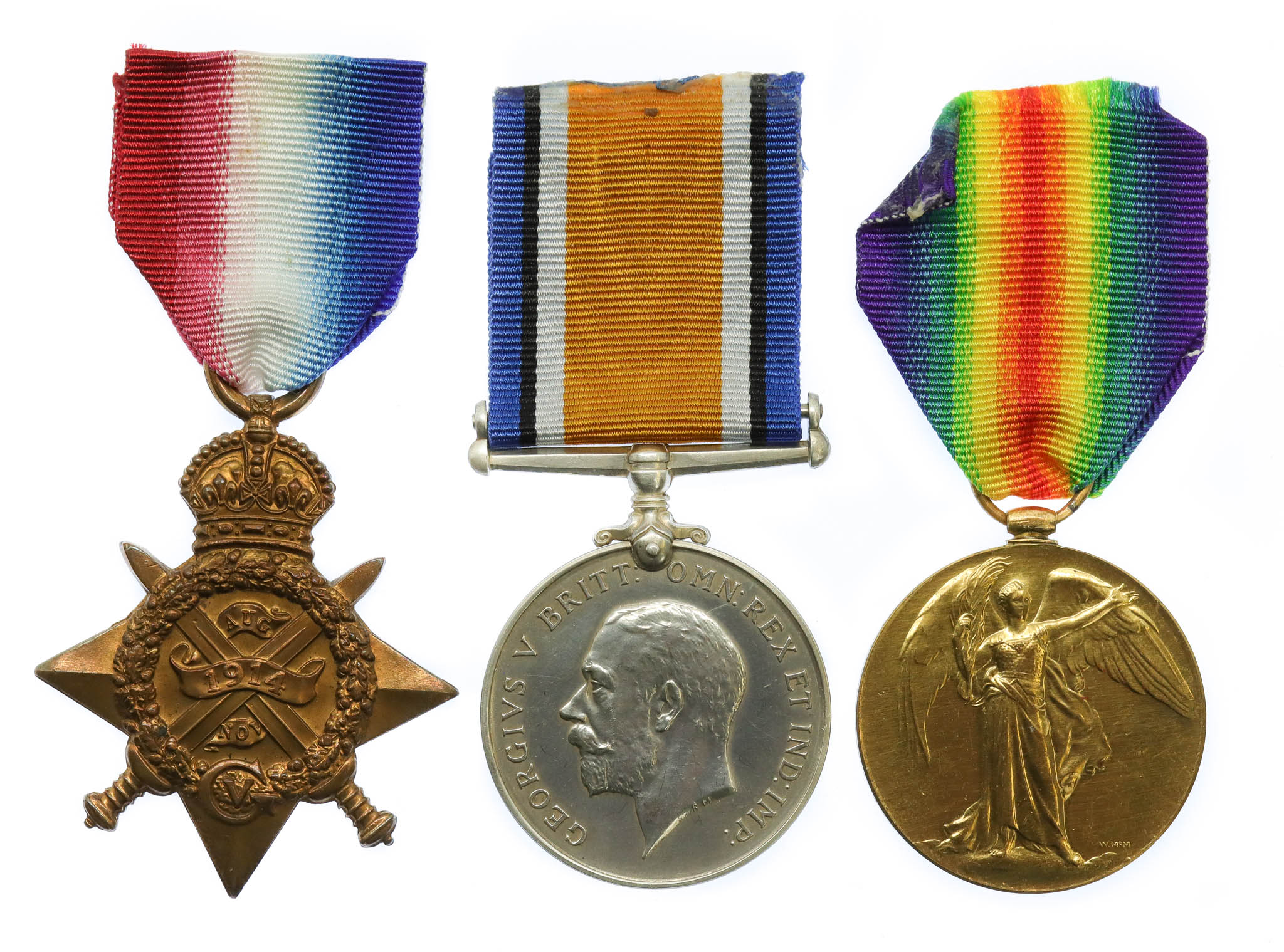 WW1 1914 Mons Star Medal Trio - Pte. J. Marshall, 10th Hussars - Twice Wounded