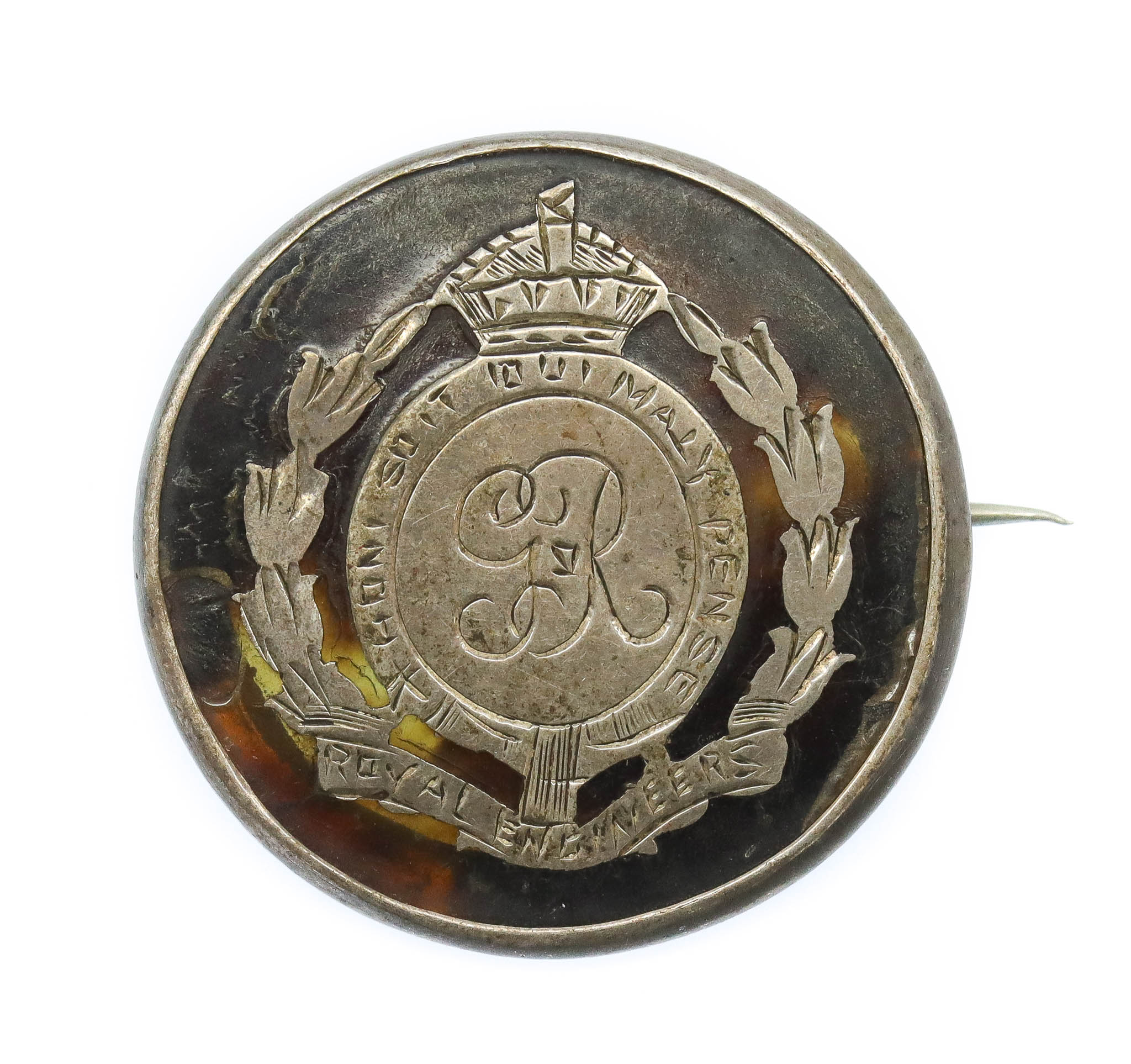 WW1 Royal Engineers 1916 Hallmarked Silver & Tortoiseshell Sweetheart Brooch
