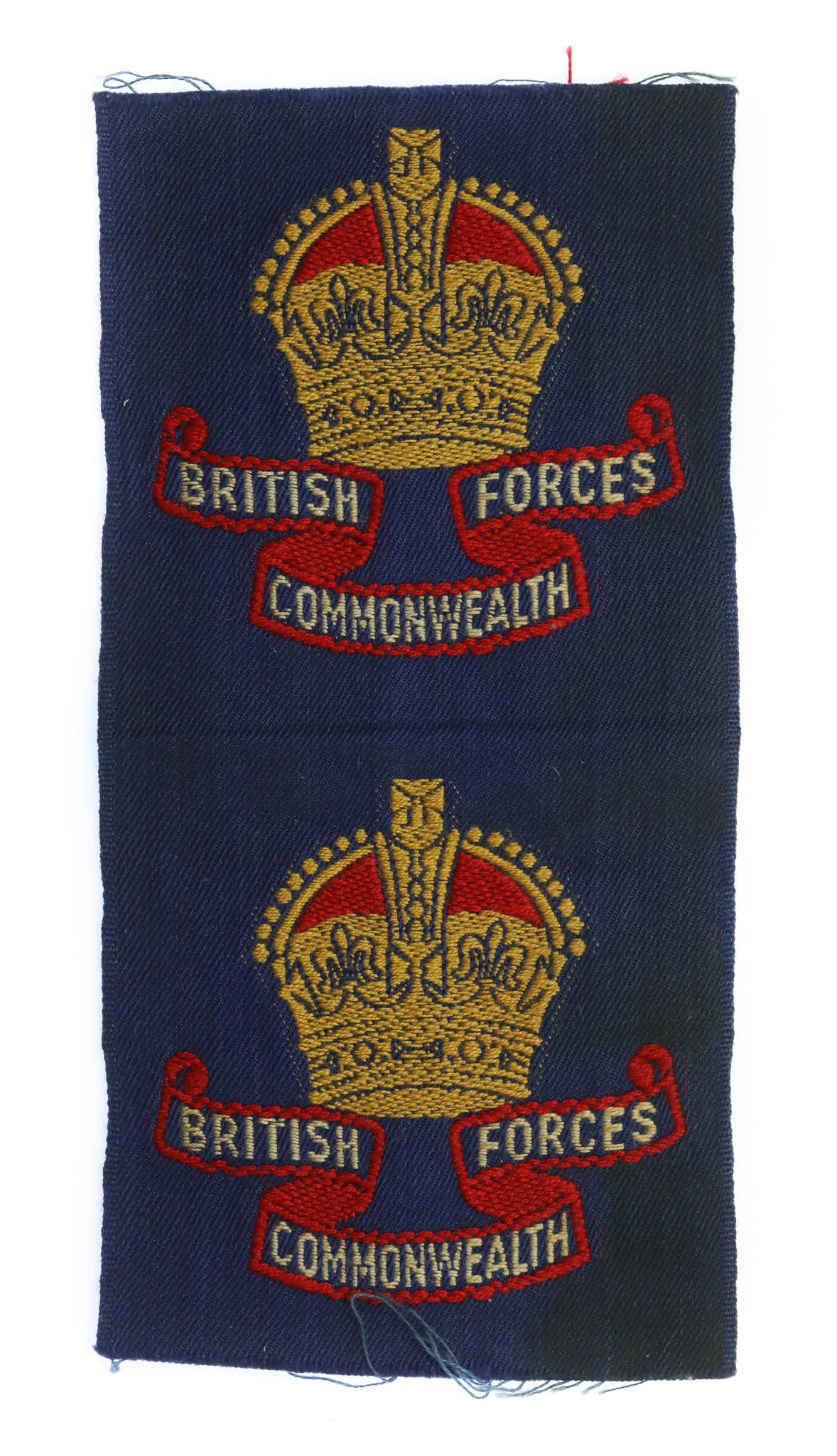 Pair of Uncut British Commonwealth Forces Cloth Formation Signs - King's Crown