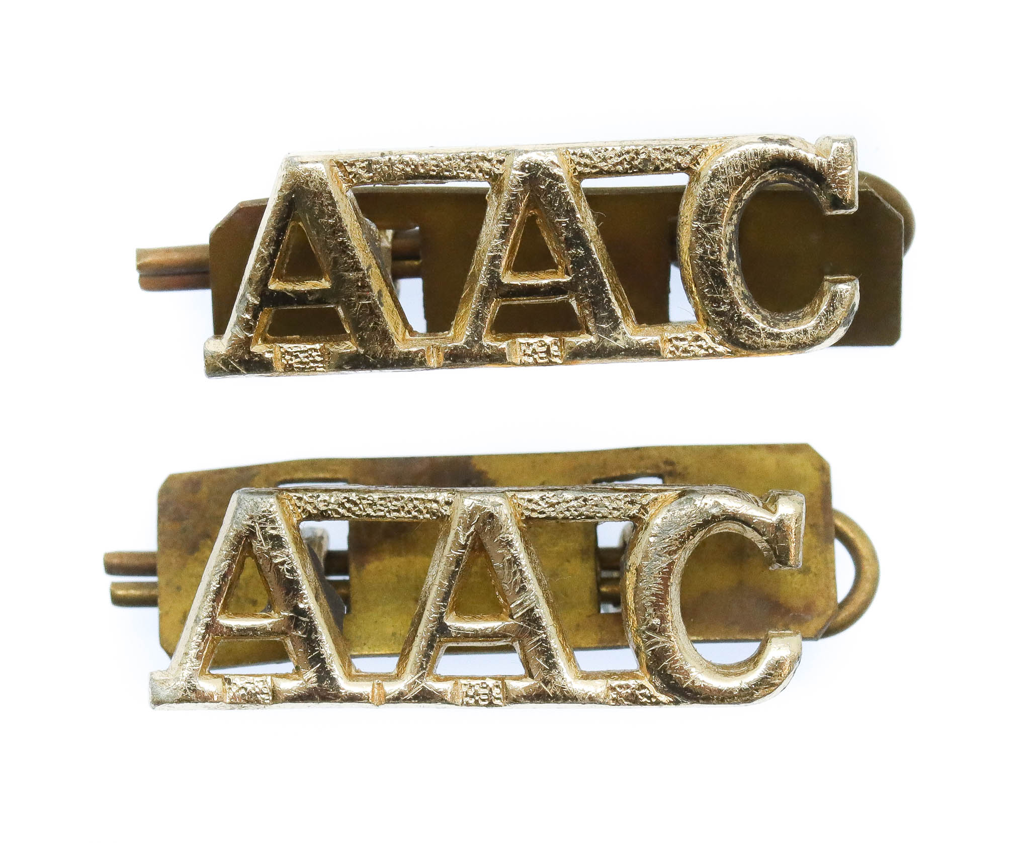 Pair of Army Air Corps (A.A.C.) Anodised (Staybrite) Shoulder Titles