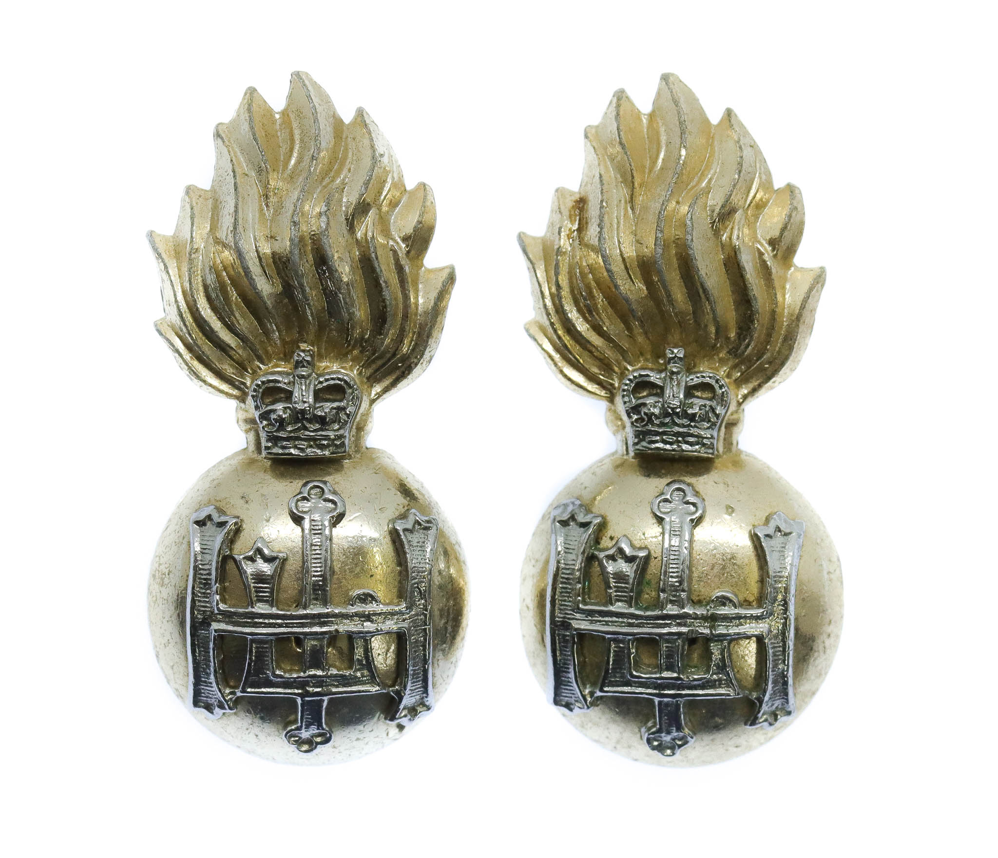 Pair of Royal Highland Fusiliers (R.H.F.) Anodised (Staybrite) Collar Badges 
