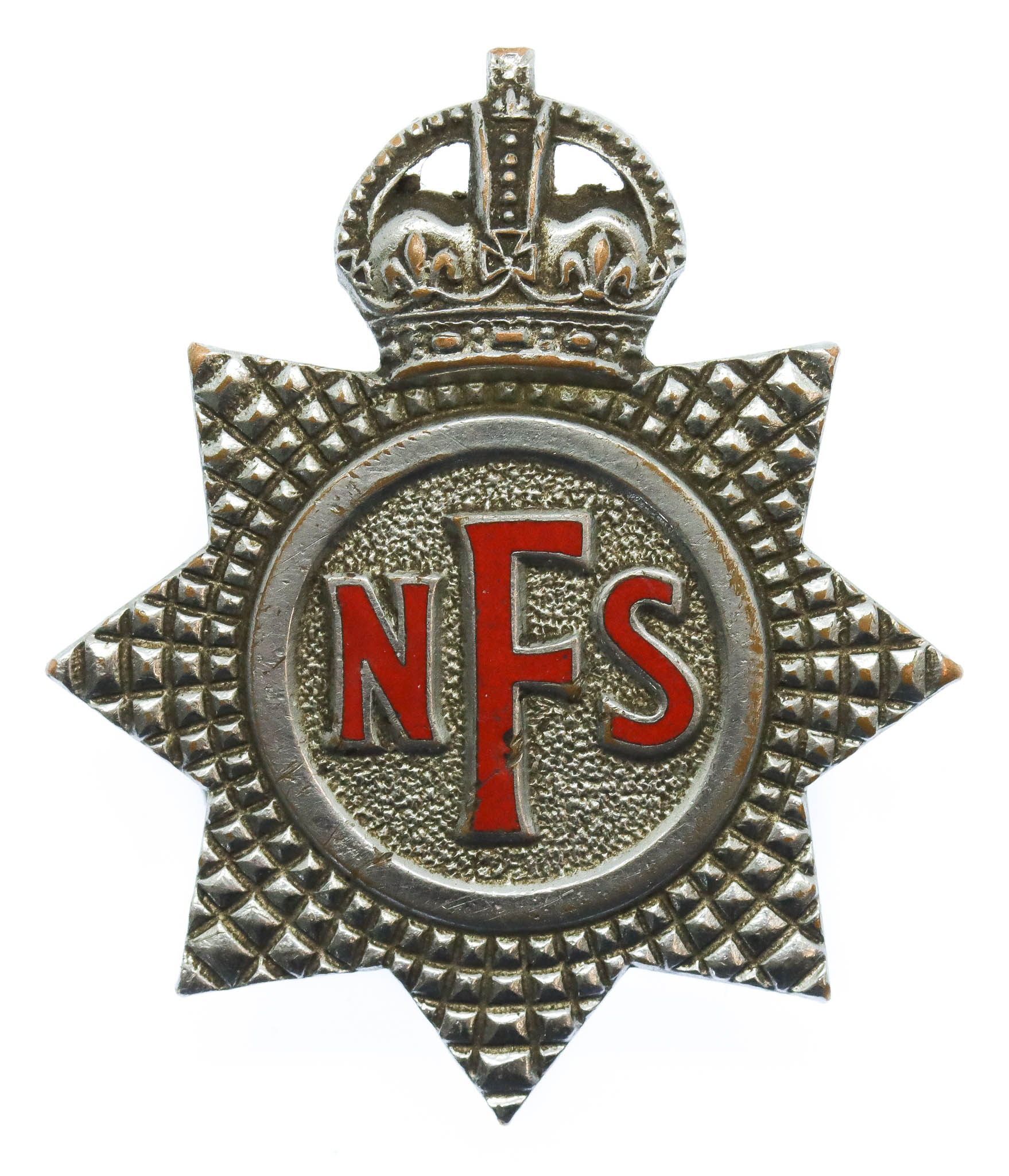 National Fire Service (N.F.S.) Cap Badge - King's Crown