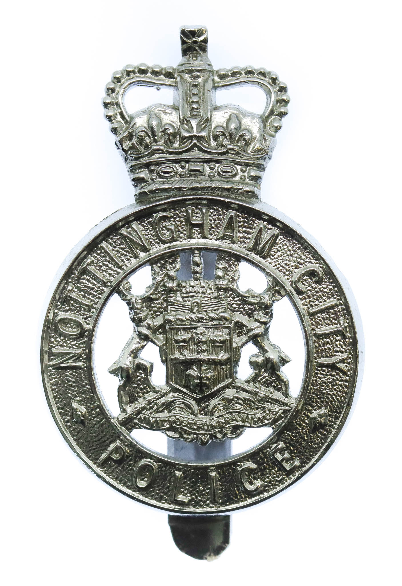 Nottingham City Police Cap Badge - Queen's Crown