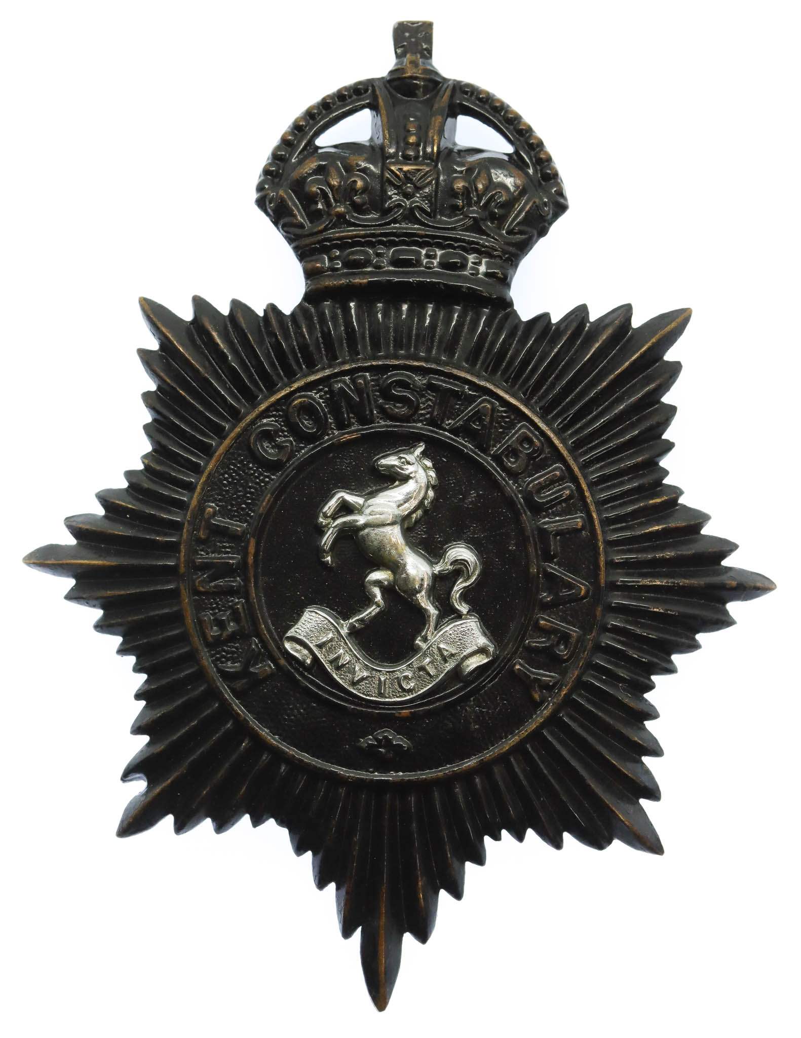 Kent Constabulary Night Helmet Plate - King's Crown