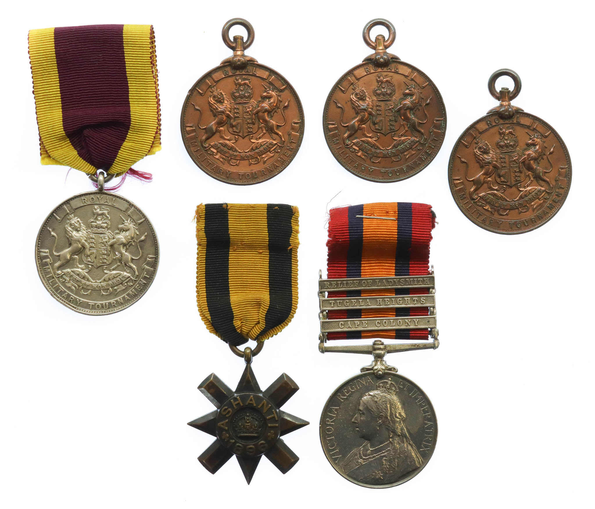 Ashanti Star 1896 and Queen's South Africa Medal (Clasps - Cape Colony, Tugela Heights, Relief of Ladysmith) with Four Sporting Medals - Company Sergeant Major W. Carter, Army Service Corps