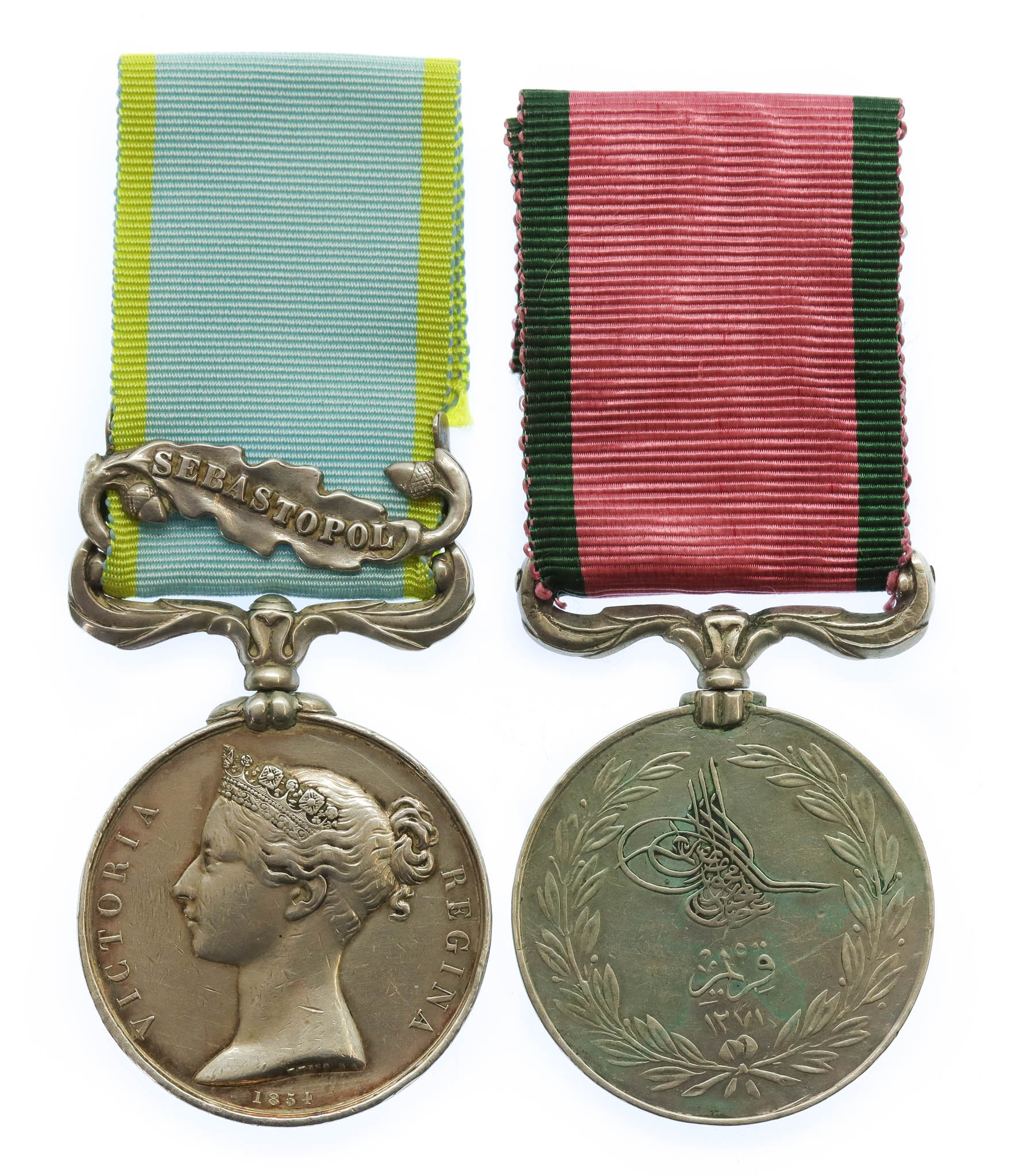 1854 Crimea Medal (Clasp - Sebastopol) and Turkish Crimea Medal Pair - Pte. W. Kennewell, 95th Regiment of Foot (Derbyshire)
