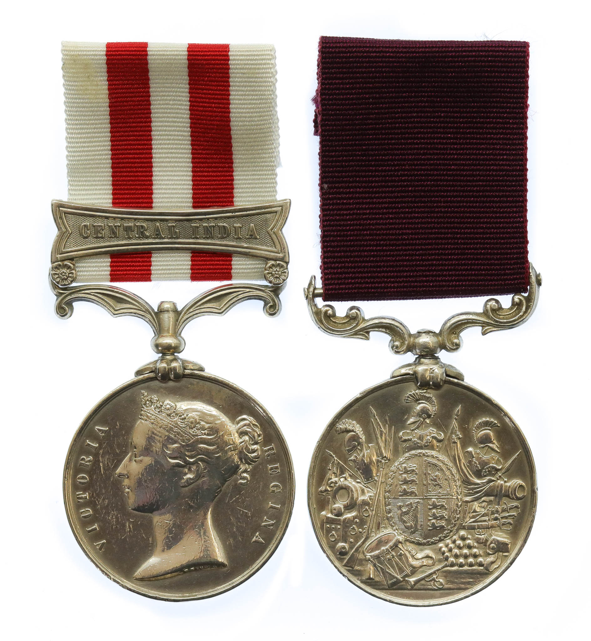 Indian Mutiny Medal (Clasp - Central India) and Army Long Service & Good Conduct Medal Pair - Sergt. G. Bloor, 95th Regiment of Foot (Derbyshire)