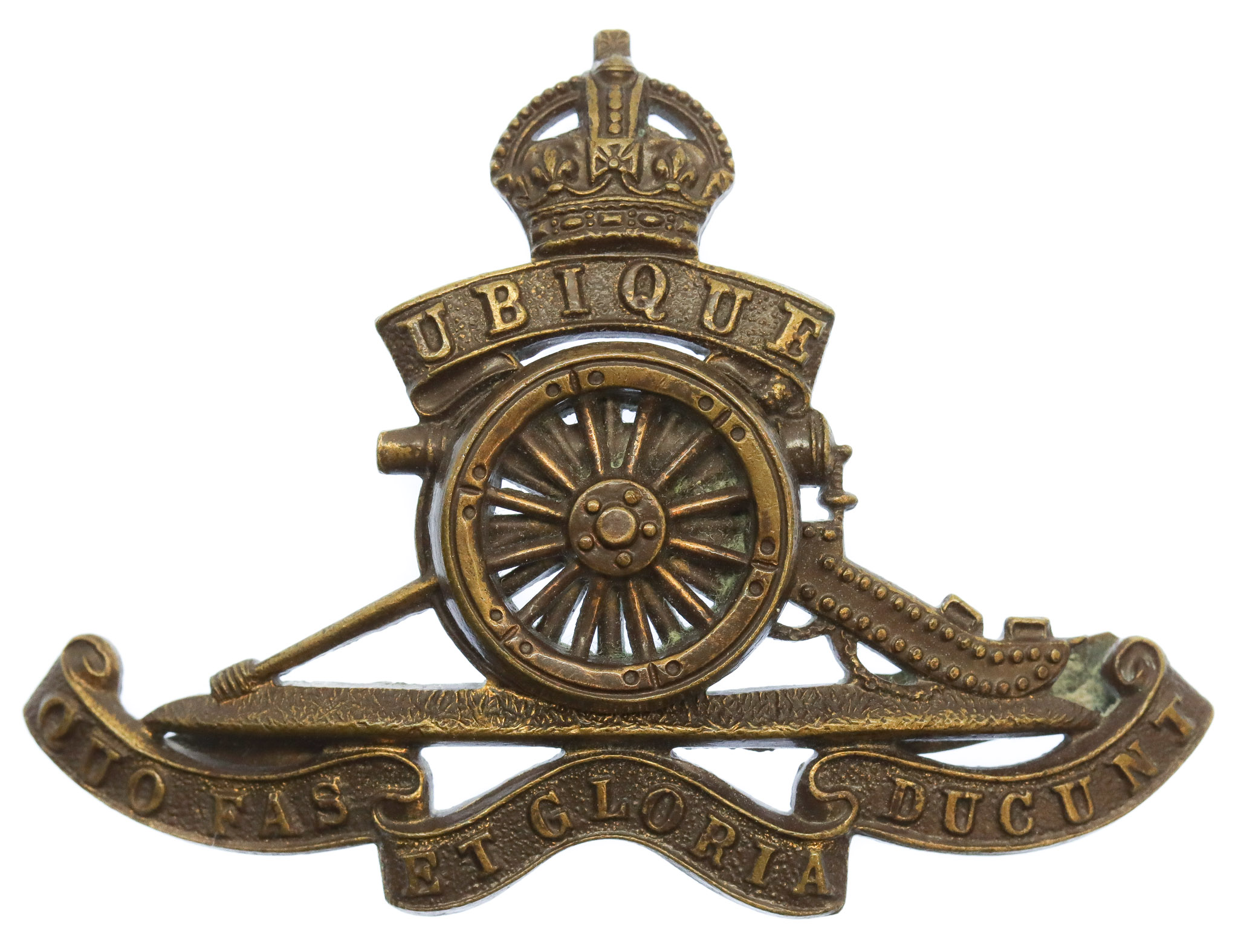 Royal Artillery Officer's Service Dress Cap Badge - King's Crown
