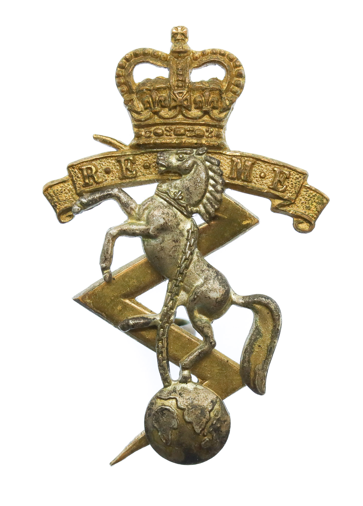 Royal Electrical & Mechanical Engineers (R.E.M.E.) Officer's Dress Cap Badge - Queen's Crown