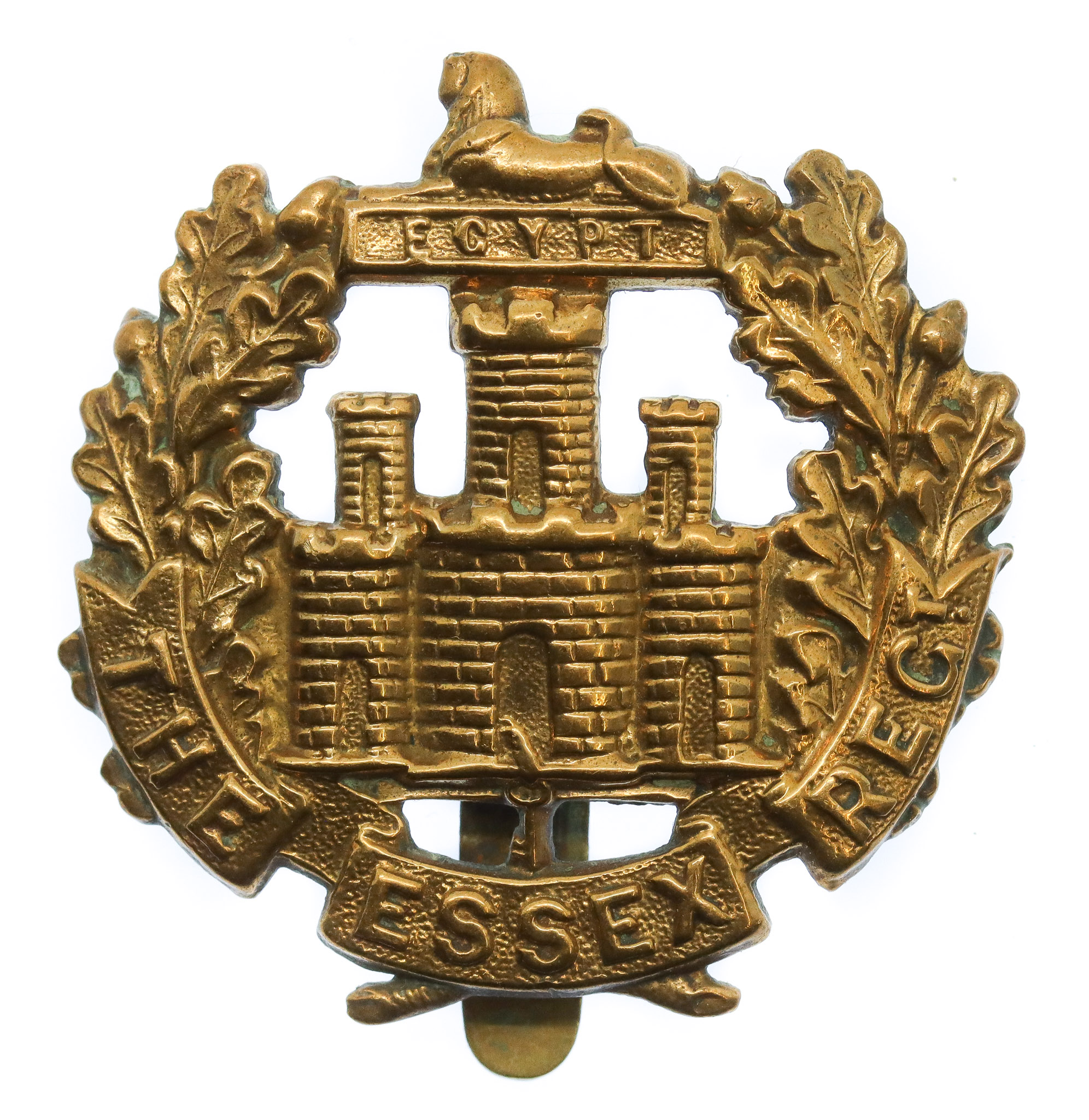 Essex Regiment WWI All Brass Economy Cap Badge