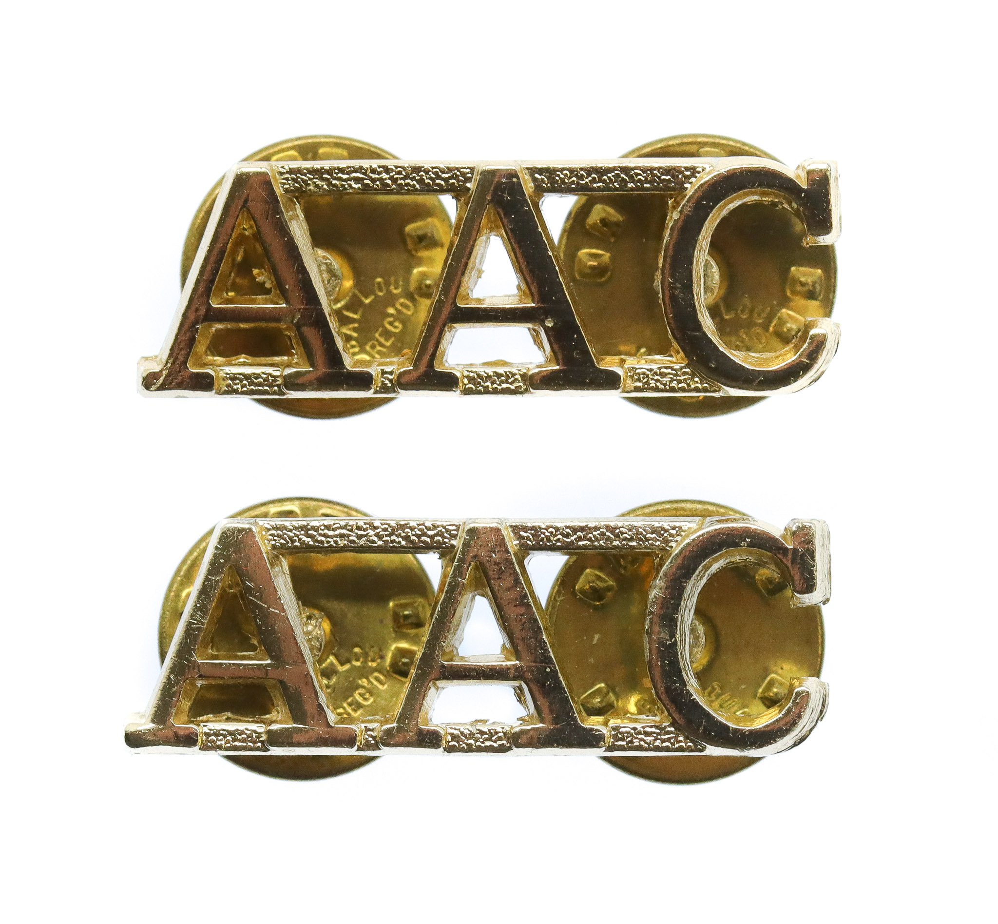 Pair of Army Air Corps (A.A.C.) Anodised (Staybrite) Shoulder Titles