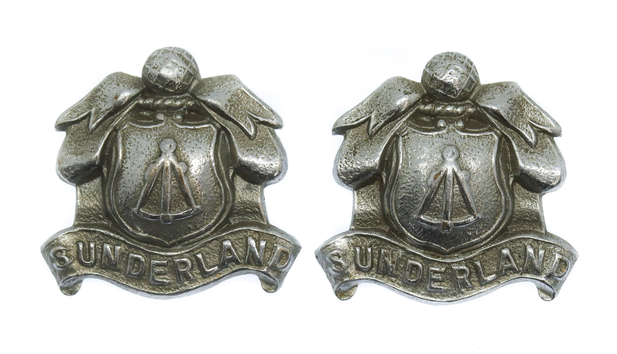 Pair of Sunderland Borough Police Collar Badges