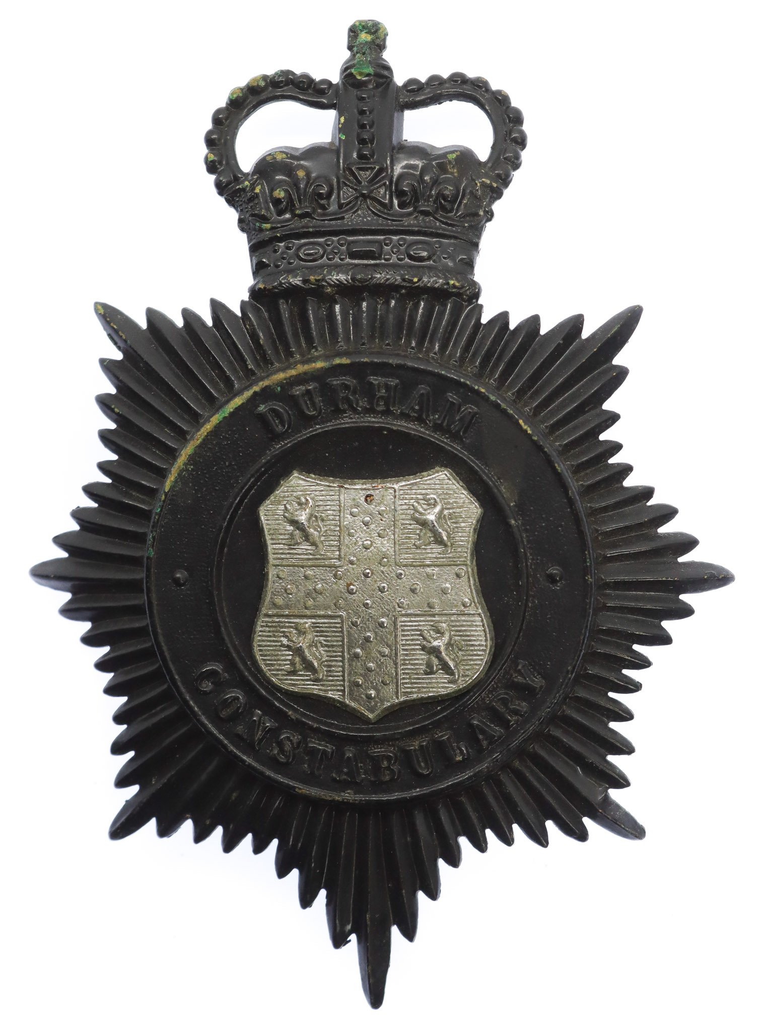 Durham Constabulary Night Helmet Plate - Queen's Crown