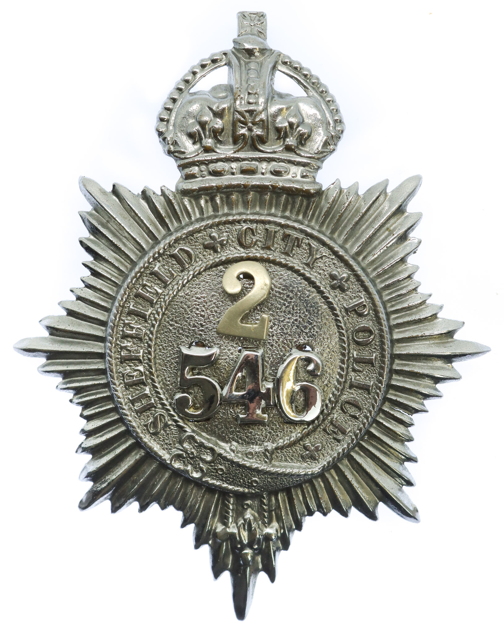 Sheffield City Police Helmet Plate - King's Crown