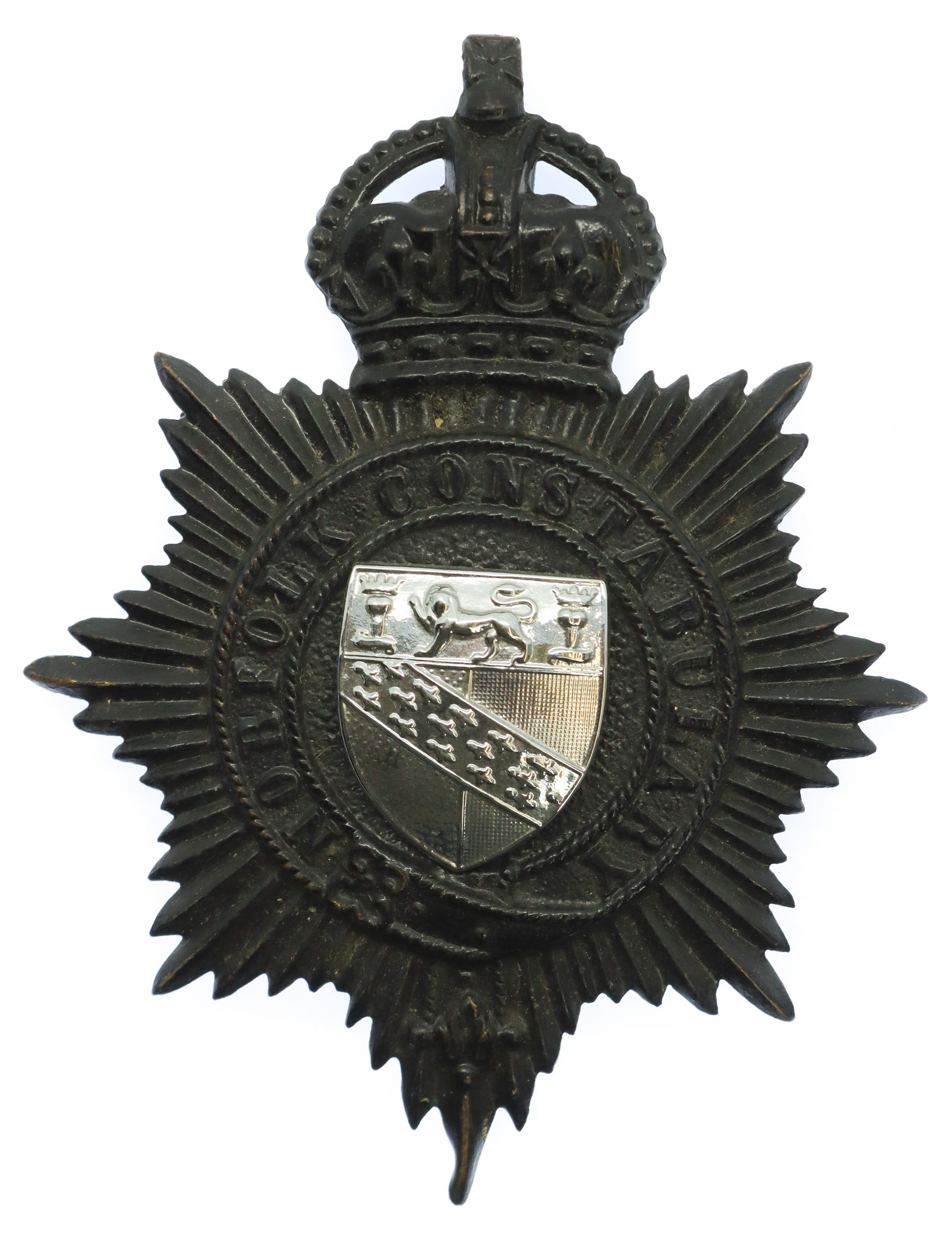 Norfolk Constabulary Night Helmet Plate - King's Crown