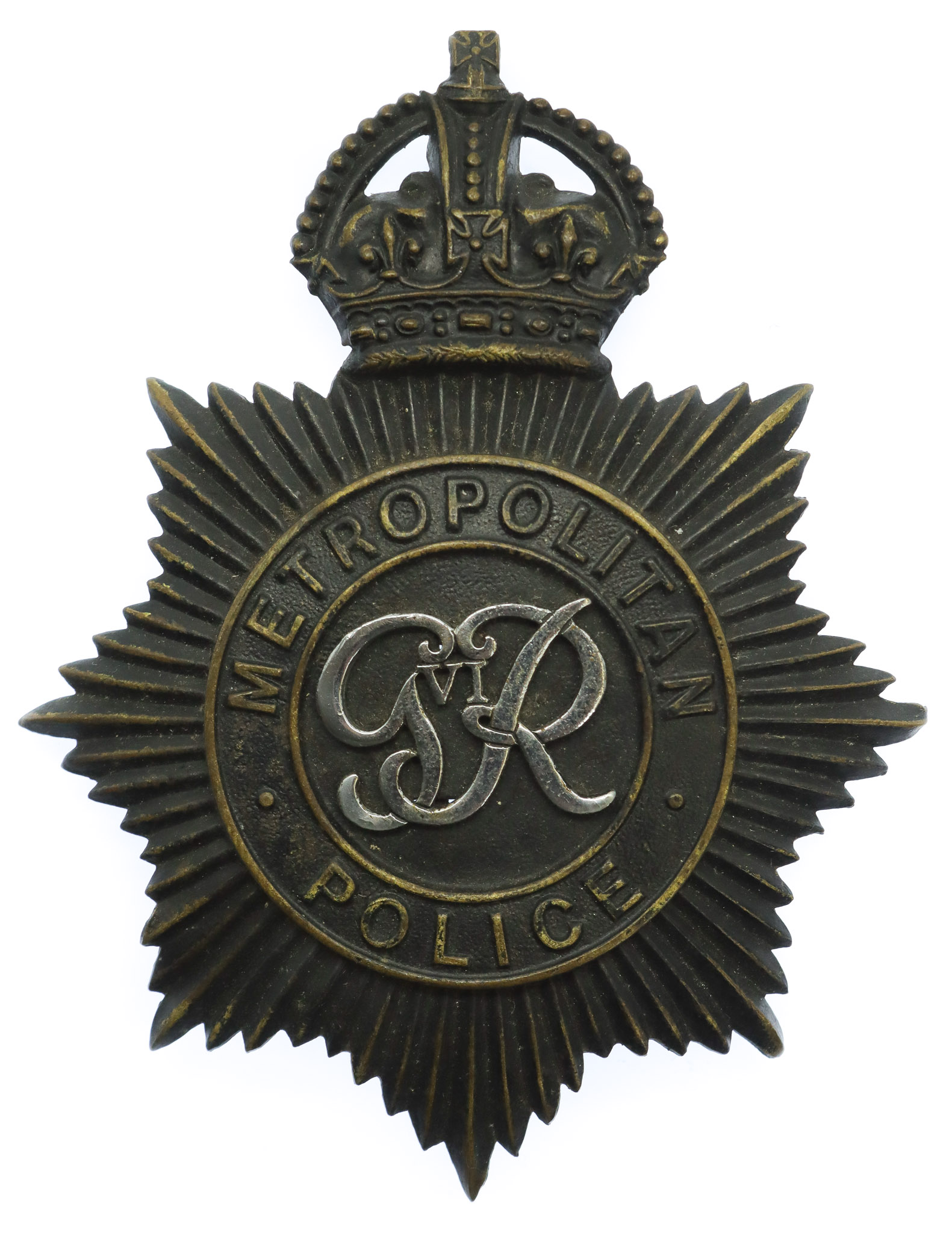 George VI Metropolitan Police Night Helmet Plate 