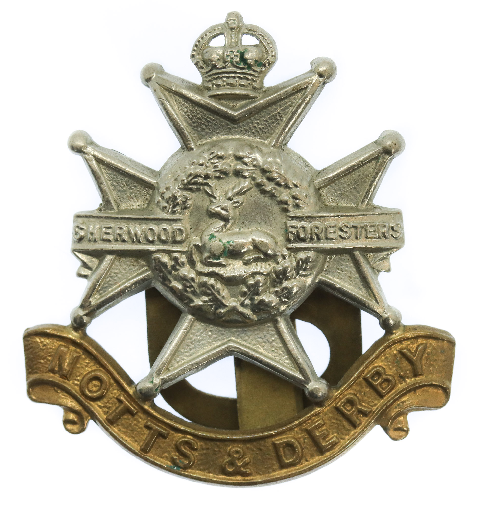Notts & Derby Regiment (Sherwood Foresters) Cap Badge - King's Crown