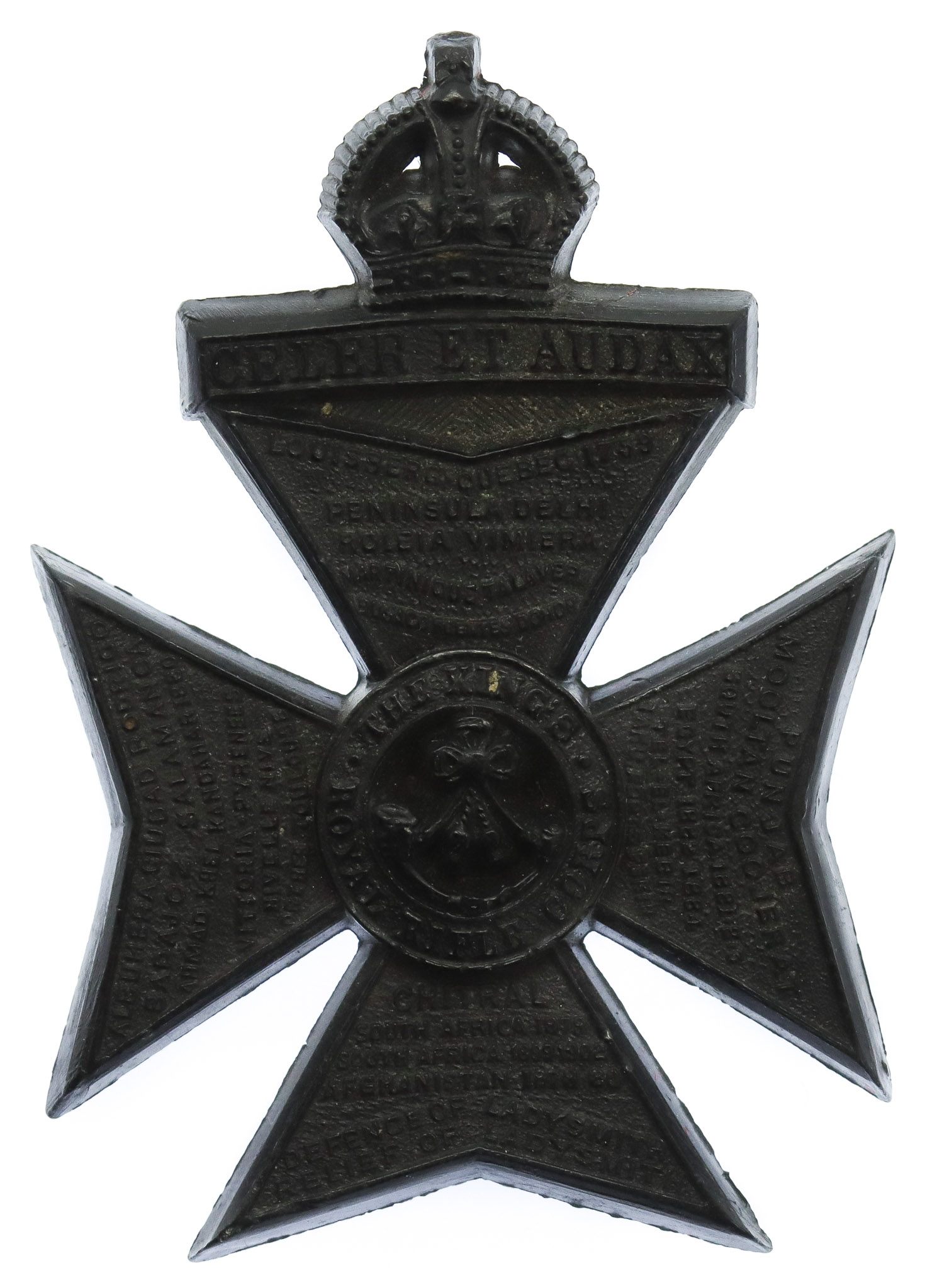 King's Royal Rifle Corps (K.R.R.C.) WW2 Plastic Economy Cap Badge