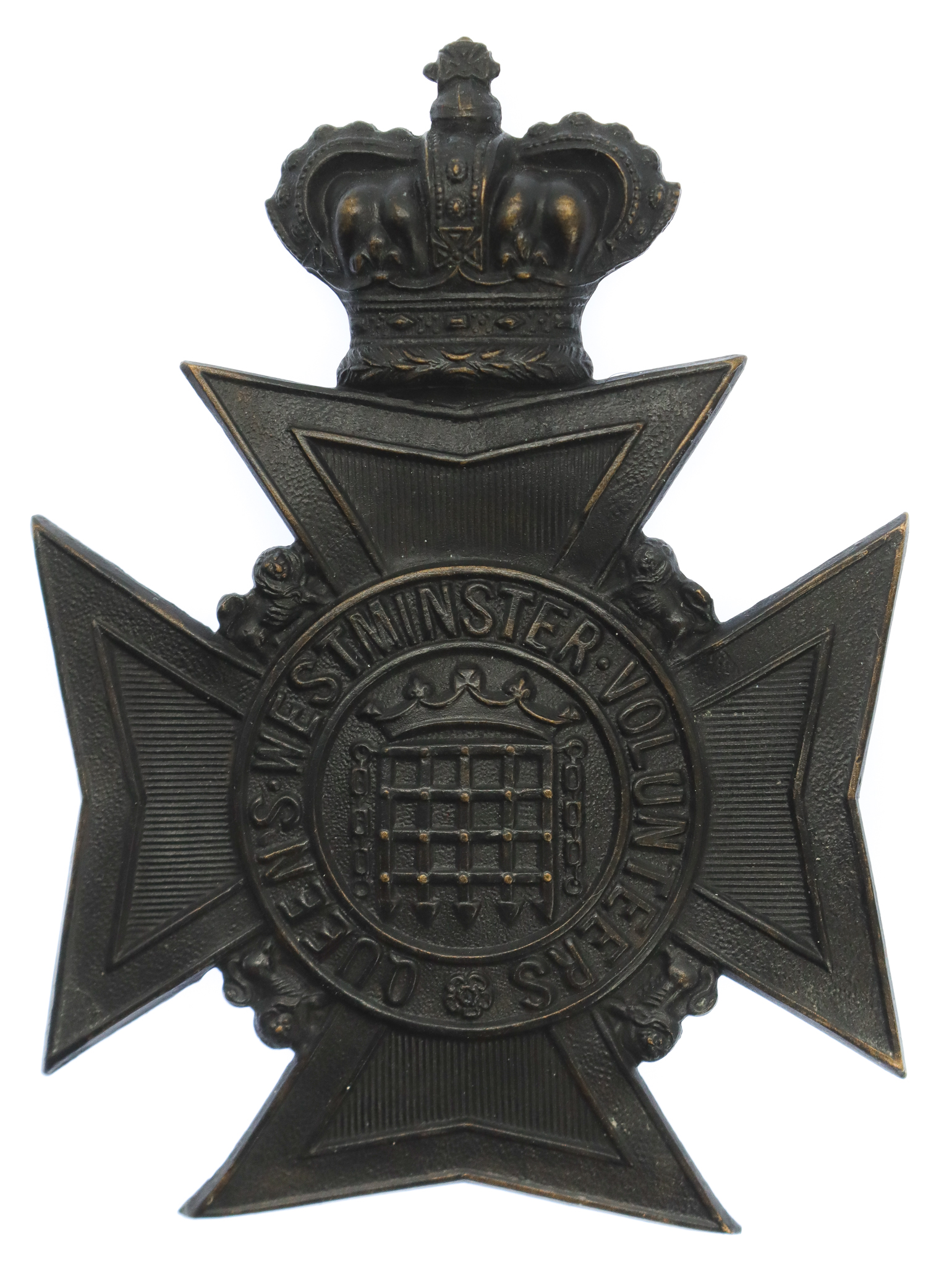 Victorian Queen's Westminster Rifle Volunteers Helmet Plate