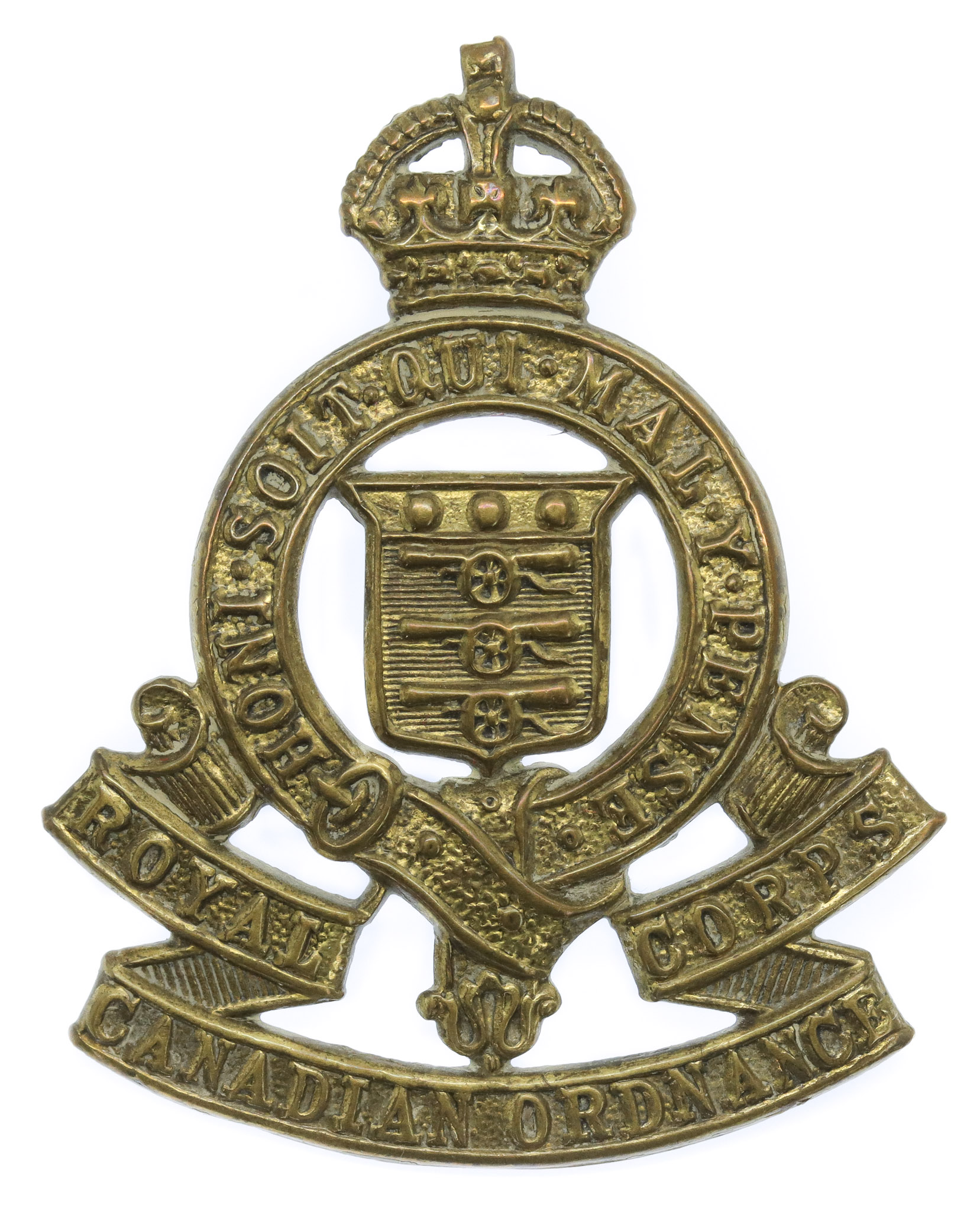 Royal Canadian Army Ordnance Corps Cap Badge - King's Crown