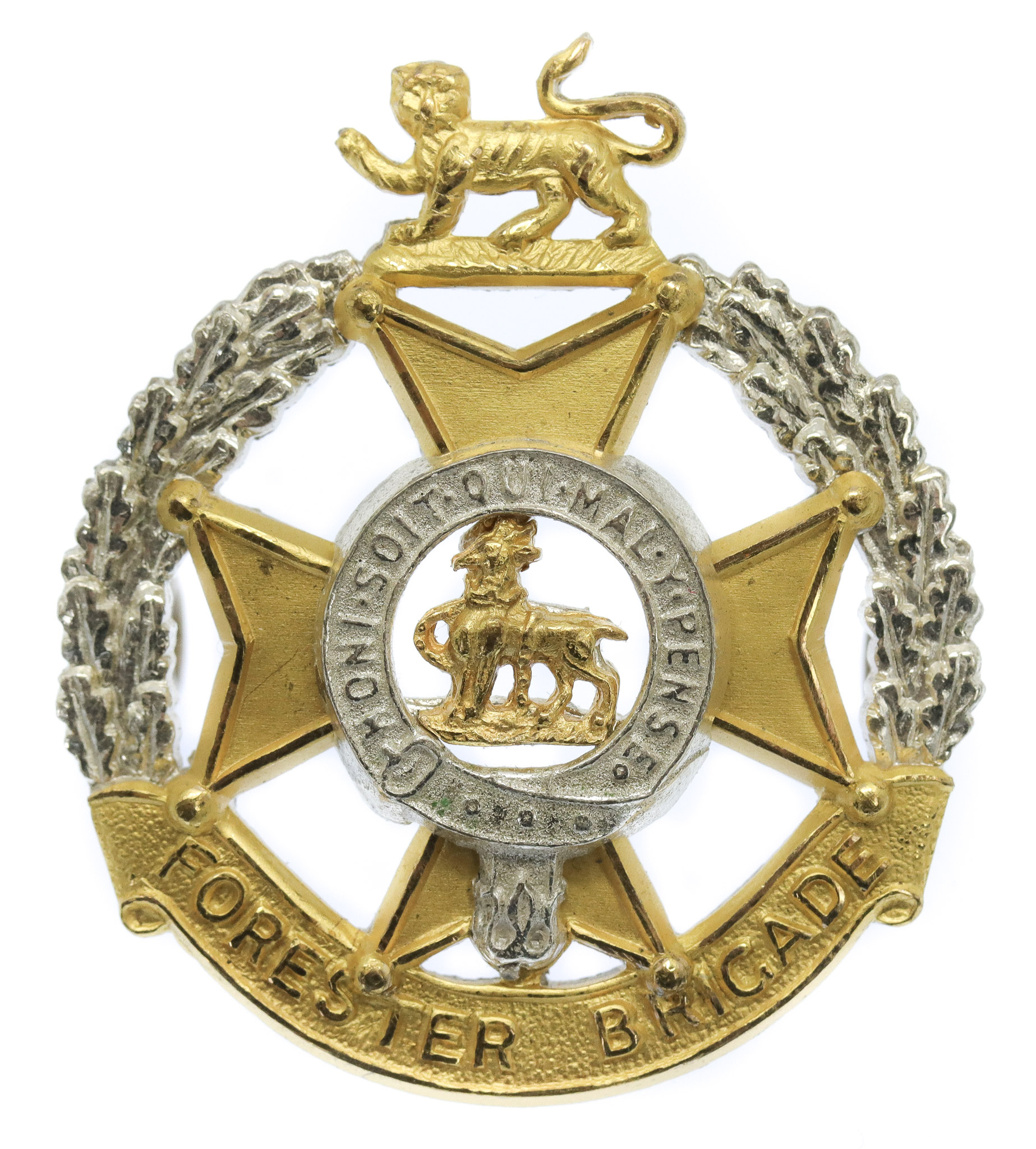 Forester Brigade Officer's Silver and Gilt Cap Badge